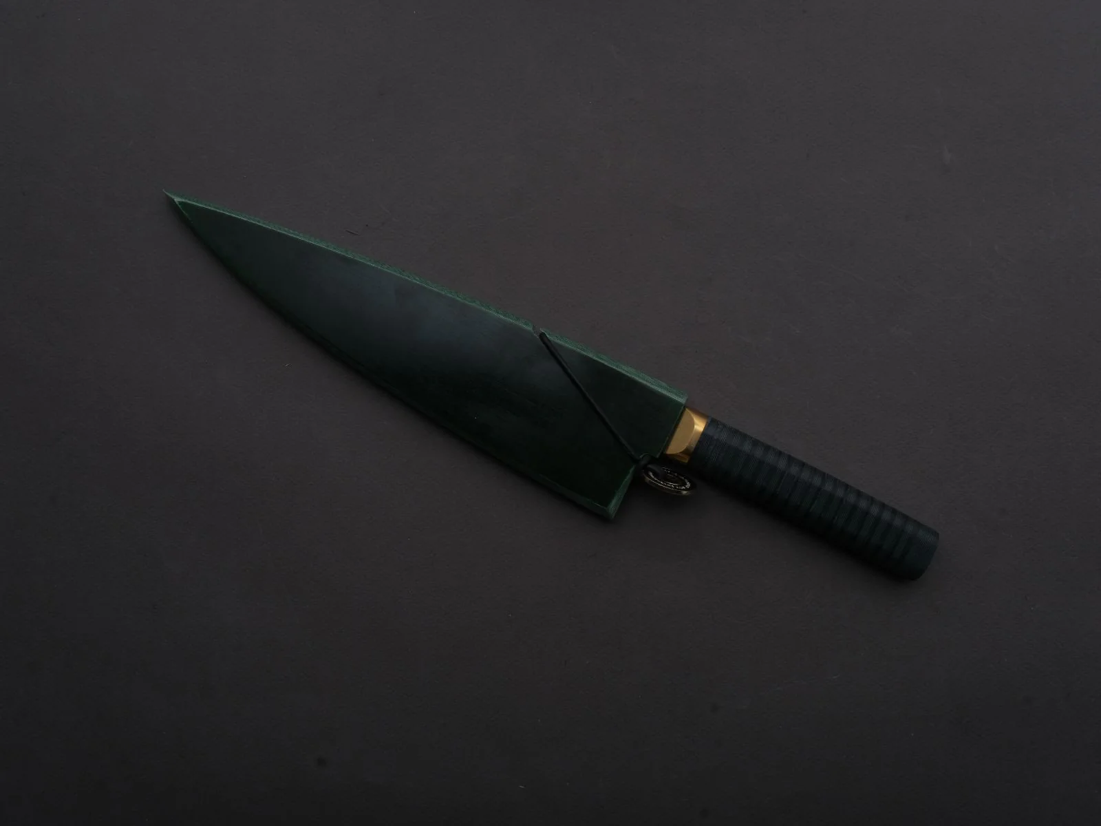 Florentine Kitchen Knives - Stainless - Utility - 200mm - Stacked Green Composite and Black Leather Handle - Image 8