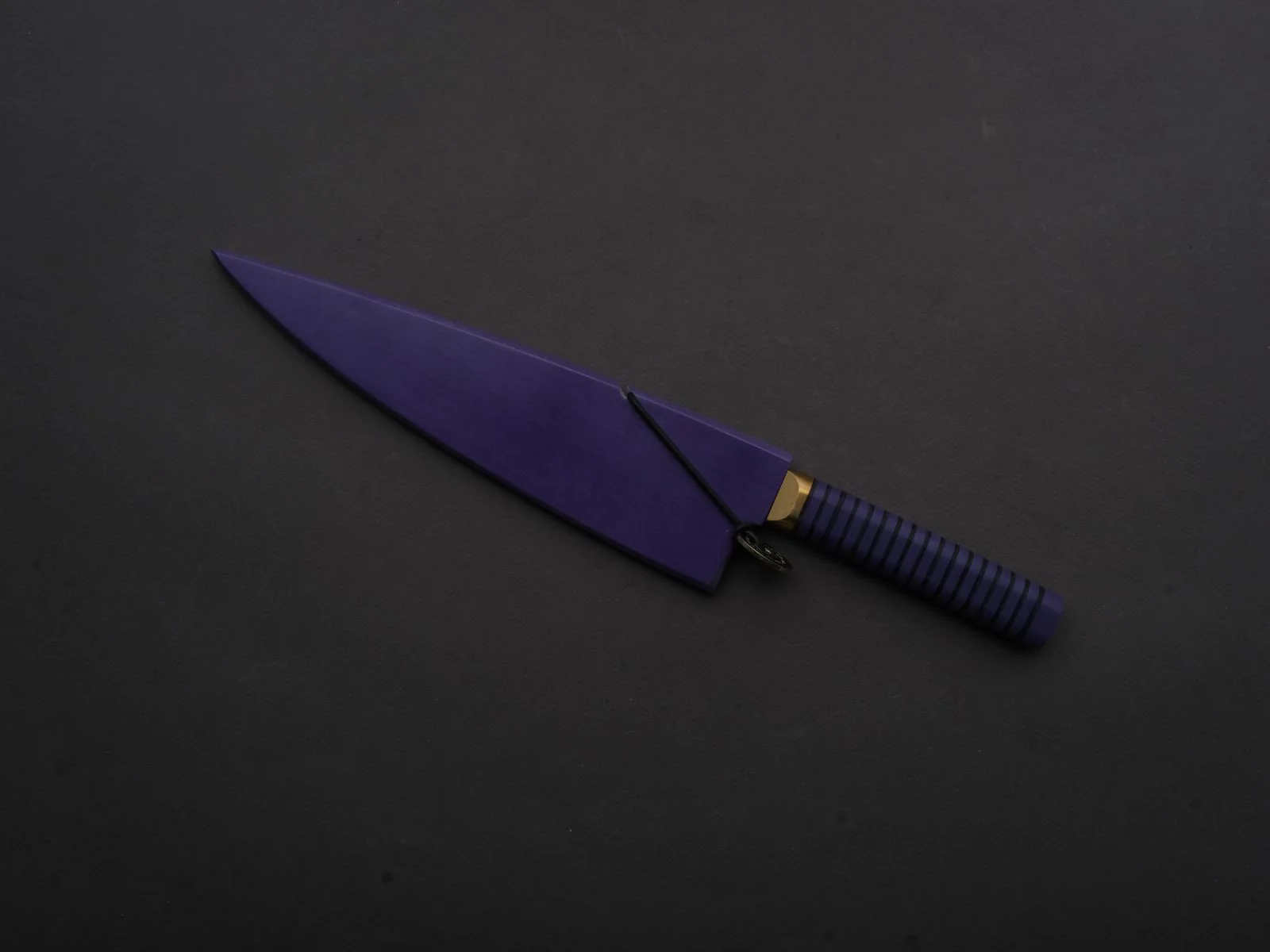 Florentine Kitchen Knives - Stainless - Utility - 200mm - Stacked Purple Composite and Black Leather Handle - Image 8