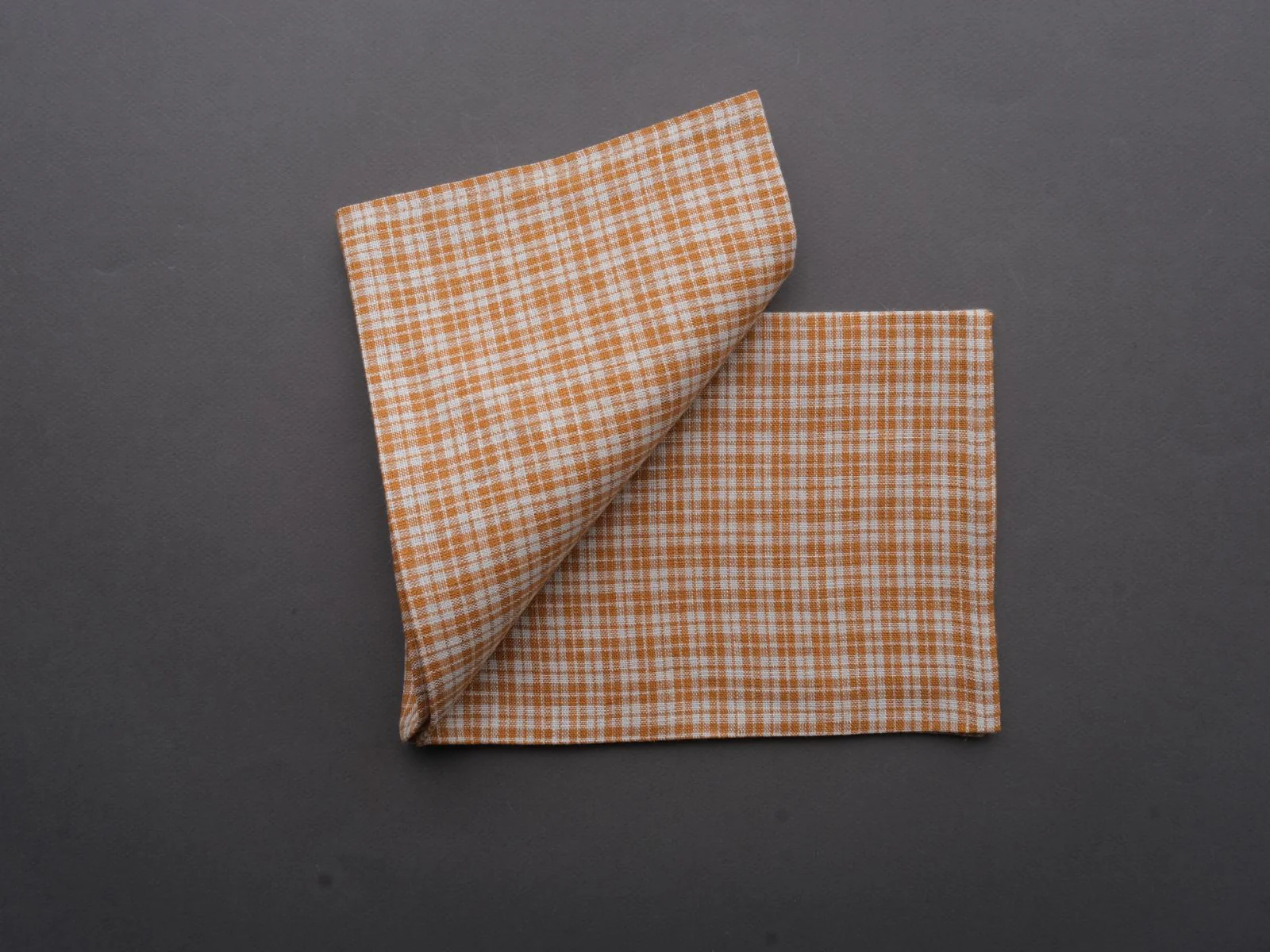 Fog Linen - Linen Kitchen Cloth - "Charlotte" Orange + Natural Check - Image 3