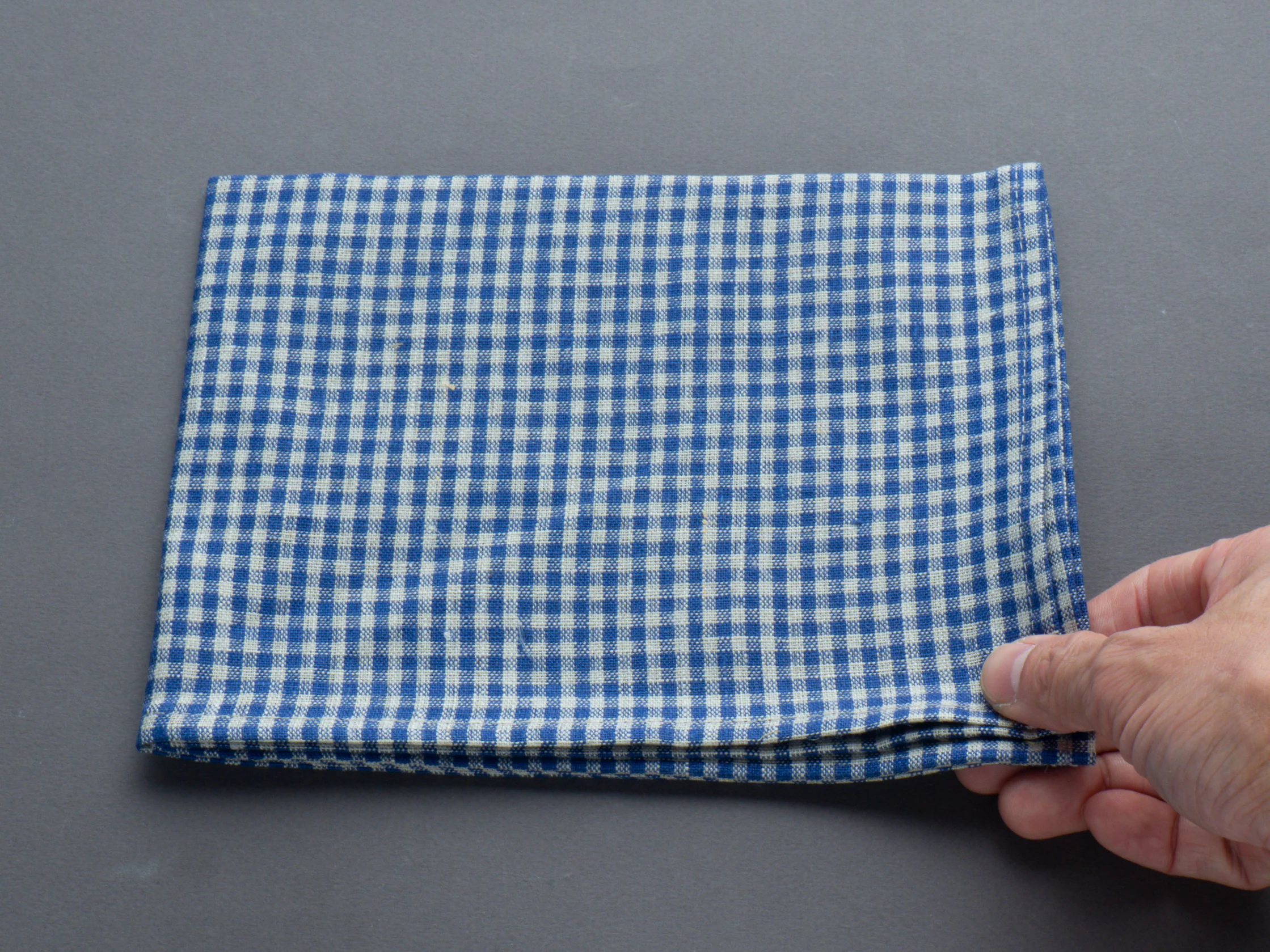 Fog Linen - Linen Kitchen Cloth - "Fred" Navy + Natural Check - Image 3