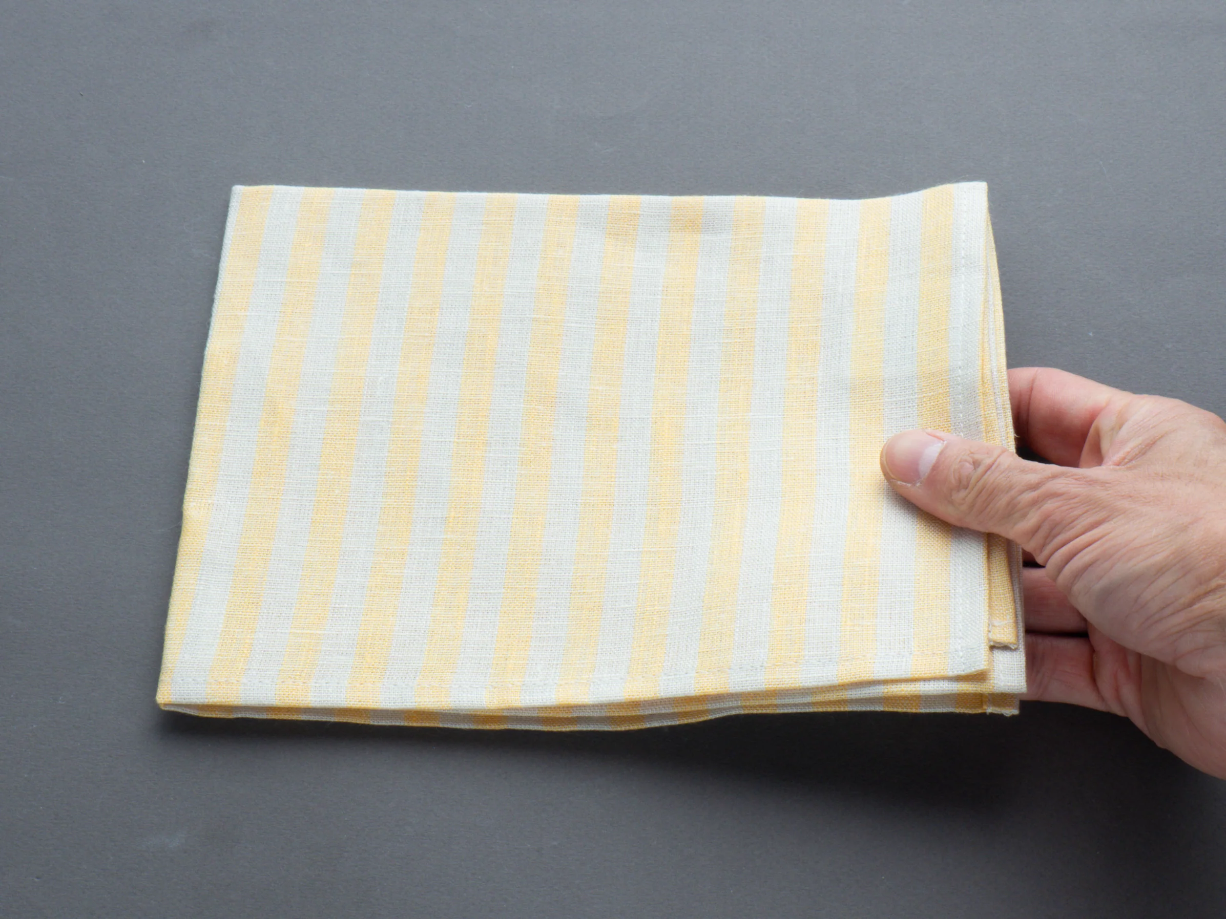 Fog Linen - Linen Kitchen Cloth - "Henry" Yellow + Tan Stripe - Image 3