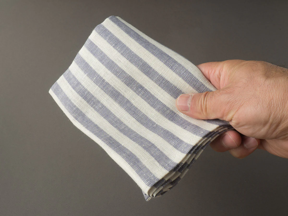 Fog Linen - Linen Kitchen Cloth - "Joseph" Wisteria/Beige stripe - Image 4