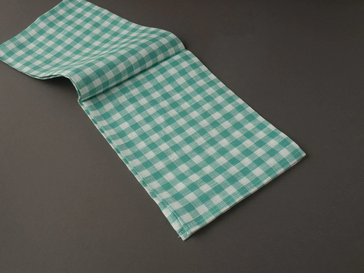 Fog Linen - Linen Kitchen Cloth - "Jules" Geen and White Check - Image 2