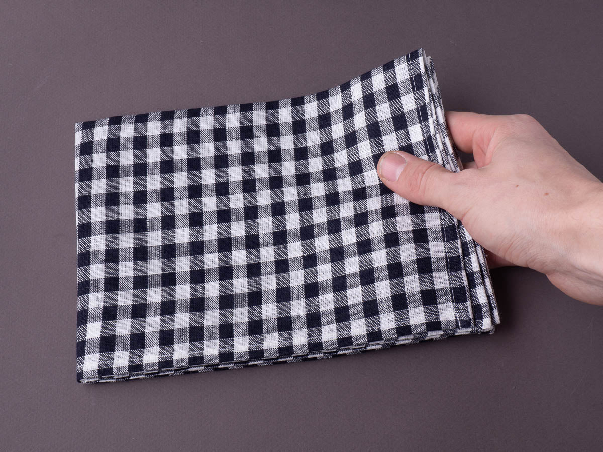 Fog Linen - Linen Kitchen Cloth - Navy + White Check - Image 2