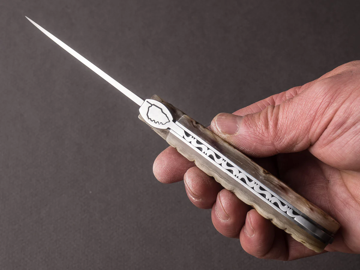 Fontenille-Pataud - Corsican Pialincu - 110mm Folding - Spring System -Full Ram Horn Handle - Image 5