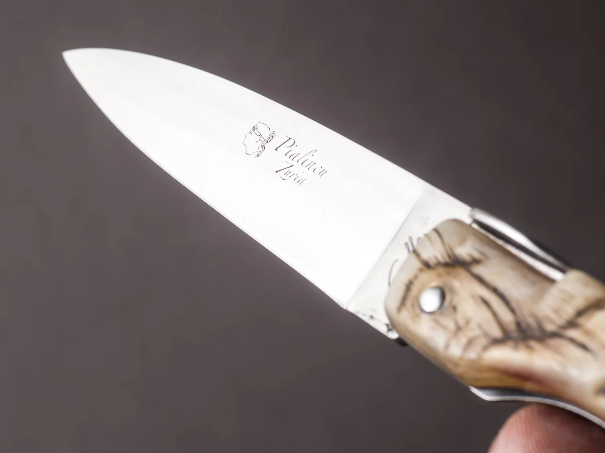 Fontenille-Pataud - Corsican Pialincu - 110mm Folding - Spring System -Full Ram Horn Handle - Image 7
