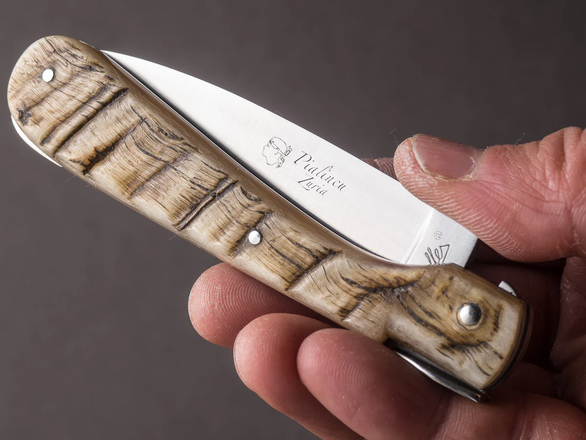 Fontenille-Pataud - Corsican Pialincu - 110mm Folding - Spring System -Full Ram Horn Handle - Image 9