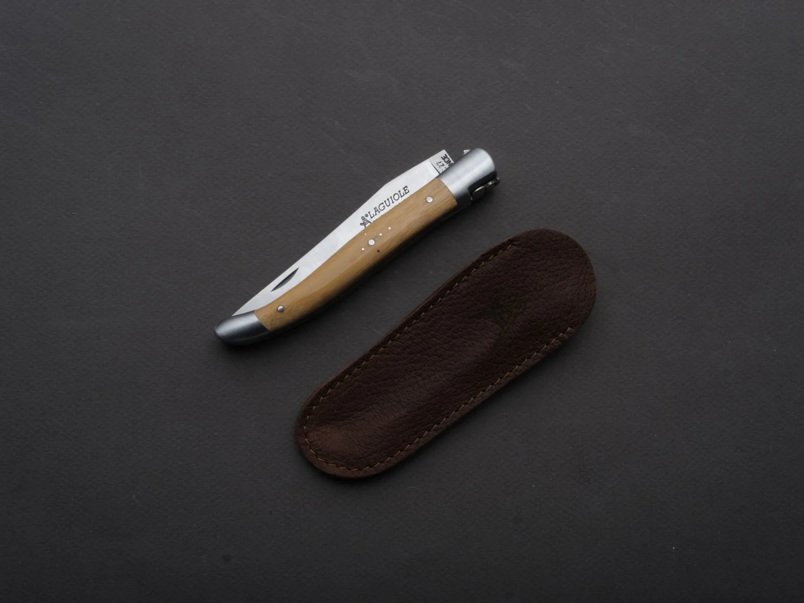 Fontenille Pataud - Folding Knife - Laguiole Traditional - Slip Joint - 12c27 Swedish Stainless - 12cm - Bamboo Handle - Leather Sleeve