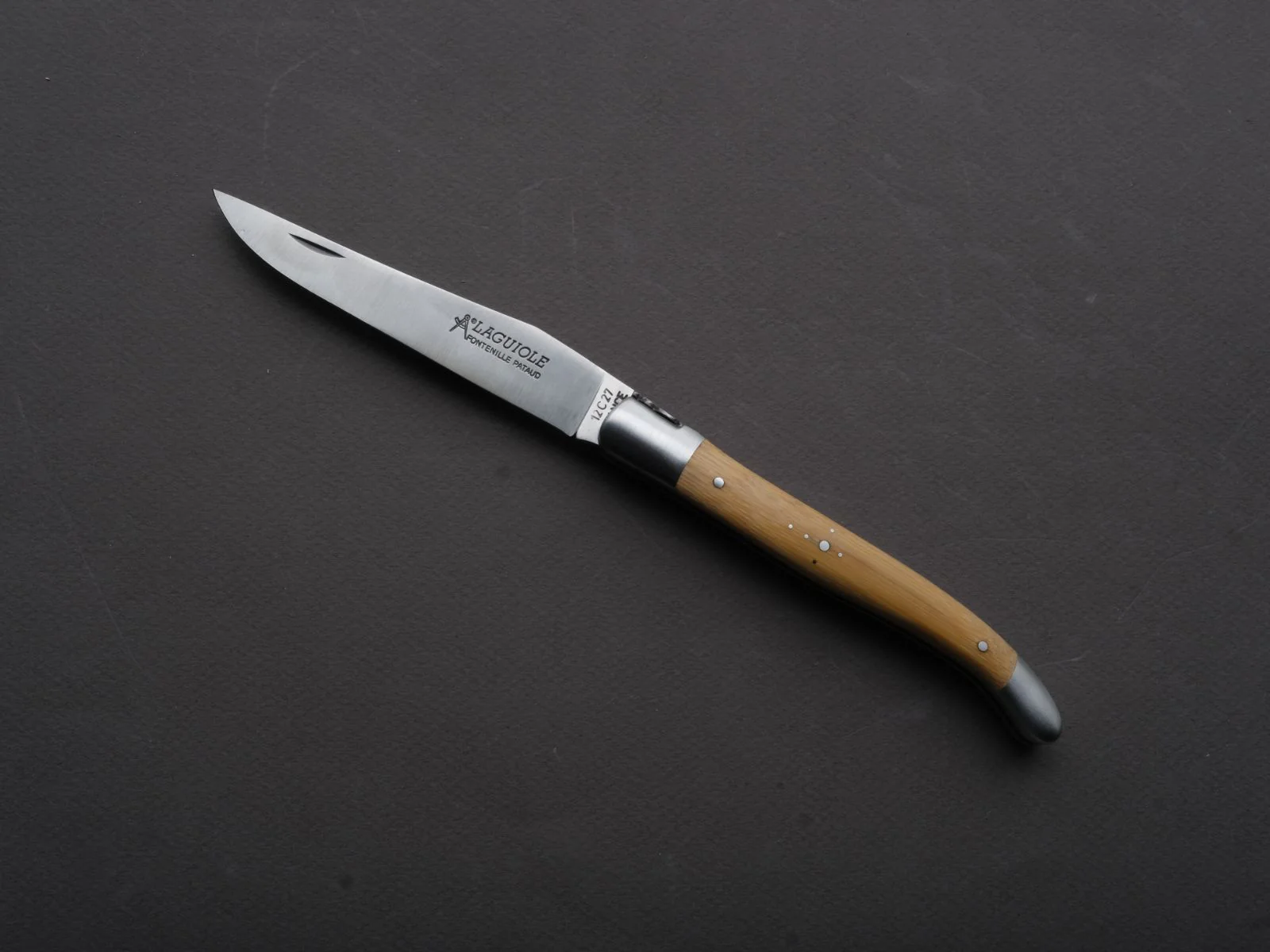 Fontenille Pataud - Folding Knife - Laguiole Traditional - Slip Joint - 12c27 Swedish Stainless - 12cm - Bamboo Handle - Leather Sleeve - Image 2