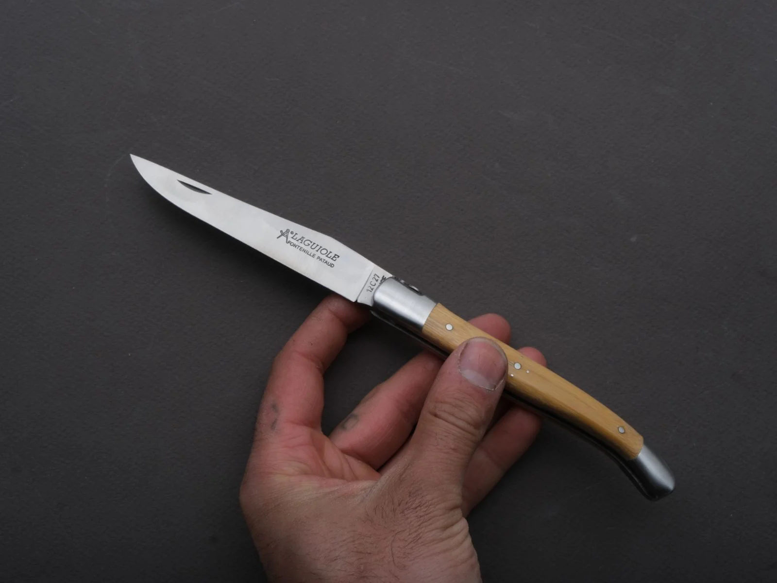 Fontenille Pataud - Folding Knife - Laguiole Traditional - Slip Joint - 12c27 Swedish Stainless - 12cm - Bamboo Handle - Leather Sleeve - Image 3