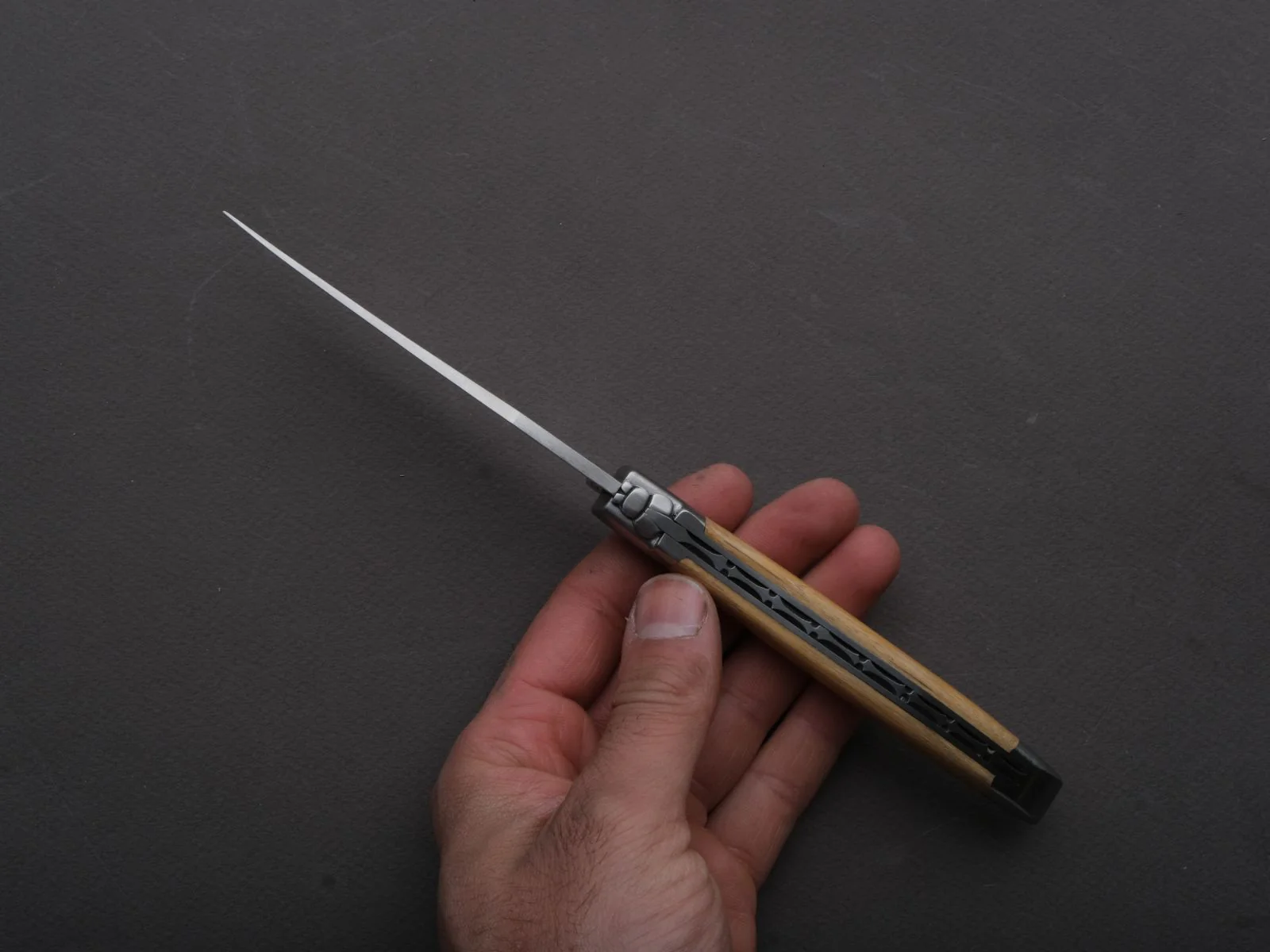 Fontenille Pataud - Folding Knife - Laguiole Traditional - Slip Joint - 12c27 Swedish Stainless - 12cm - Bamboo Handle - Leather Sleeve - Image 4