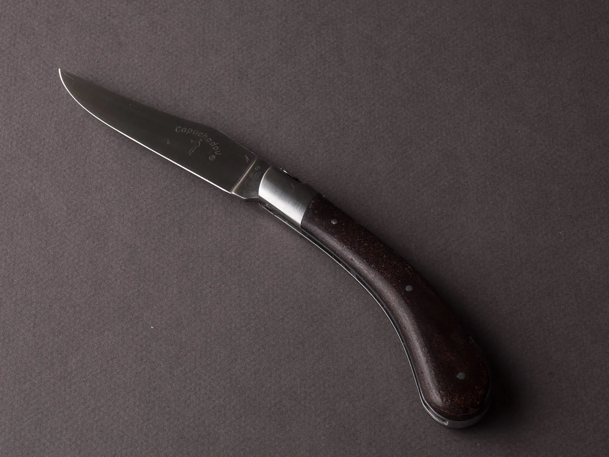 Fontenille-Pataud - Folding Knife - Le Capuchadou Guilloche - Spring Lock - 120mm - Leather Handle