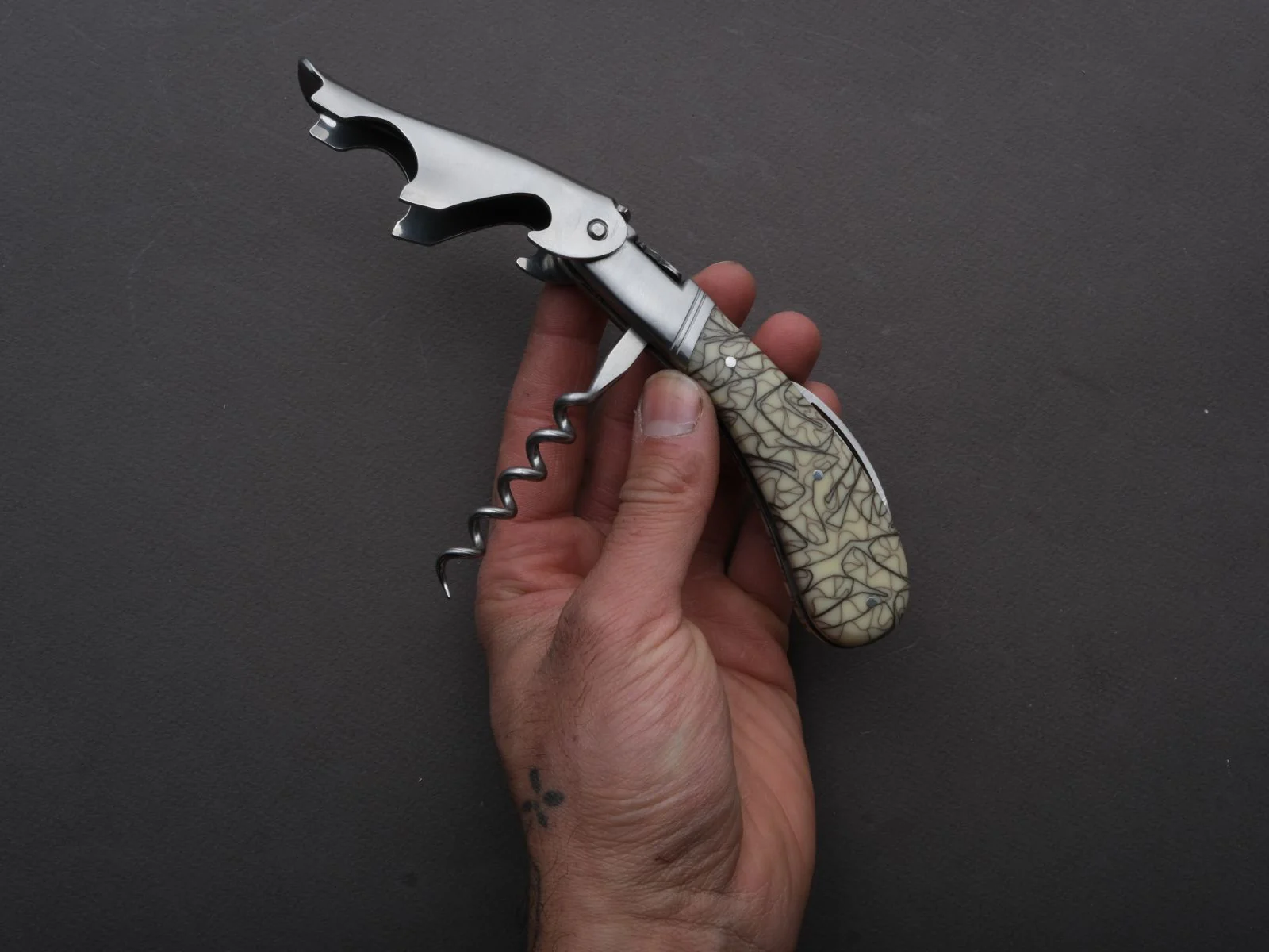 Fontenille Pataud - Sommelier/Wine Key - Laguiole Magnum- Cream Lace Resin Handle - Image 4
