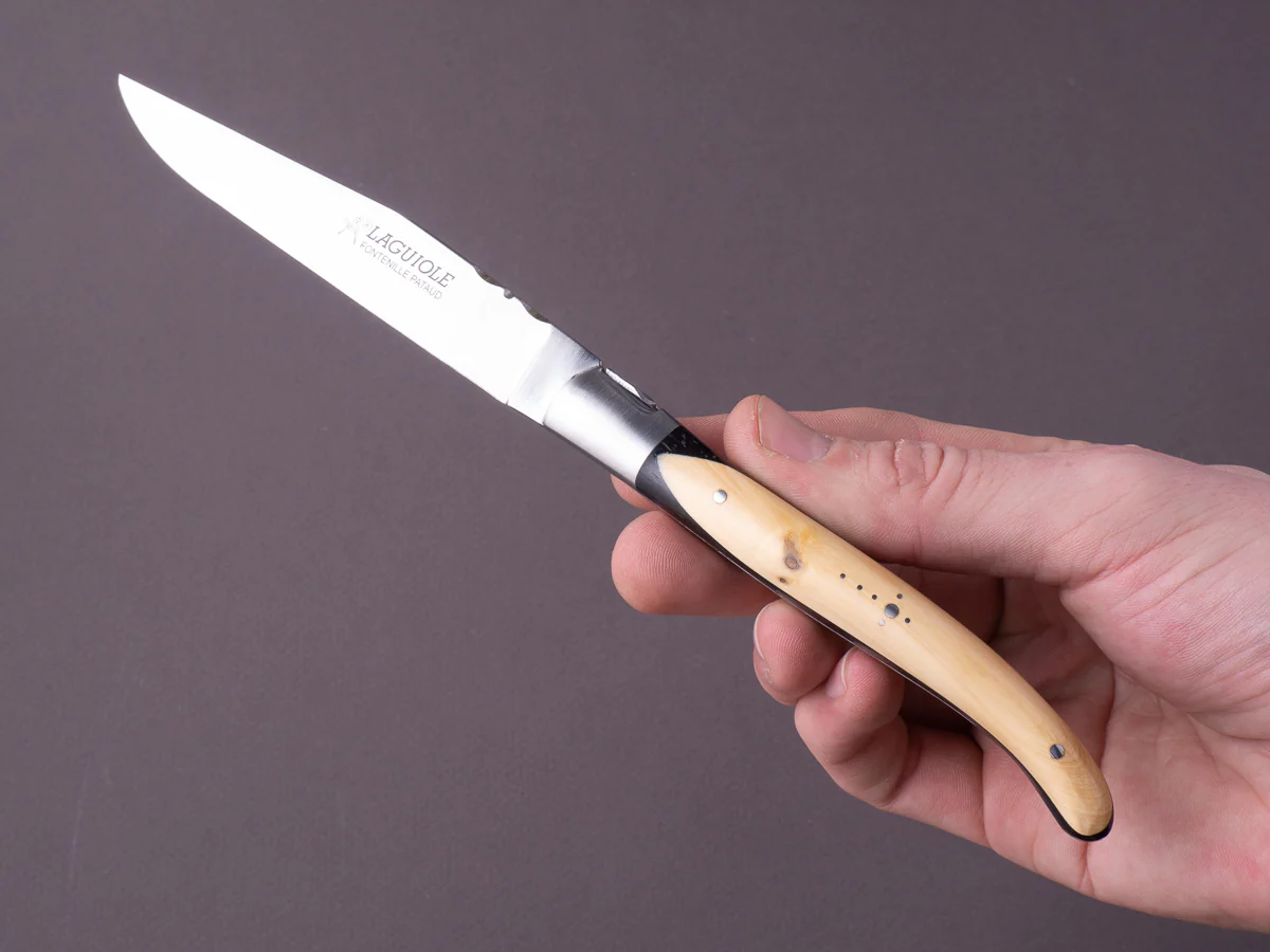 Fontenille Pataud - Steak/Table Knives - Guilloche Laguiole - Wood Marquetry Handles - Set of 6 - Image 2