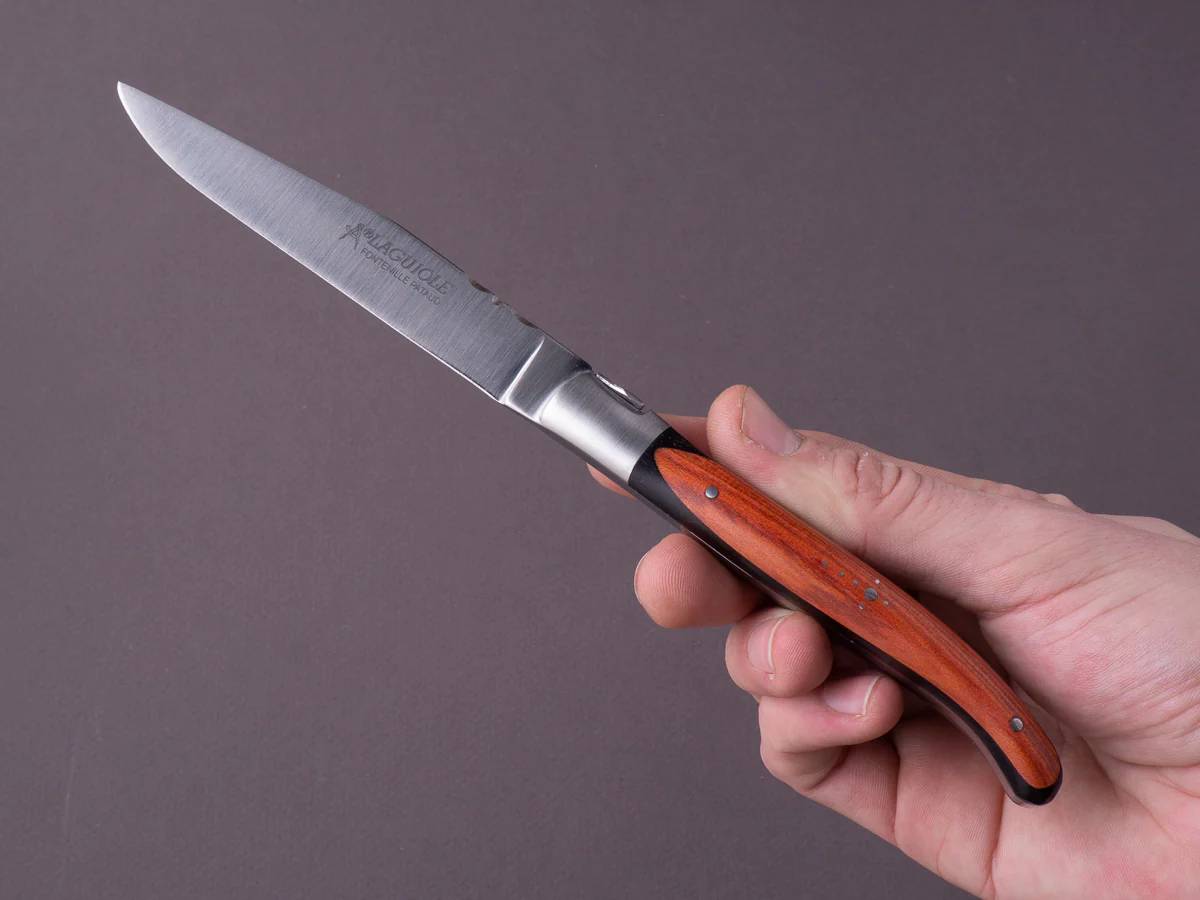 Fontenille Pataud - Steak/Table Knives - Guilloche Laguiole - Wood Marquetry Handles - Set of 6 - Image 4
