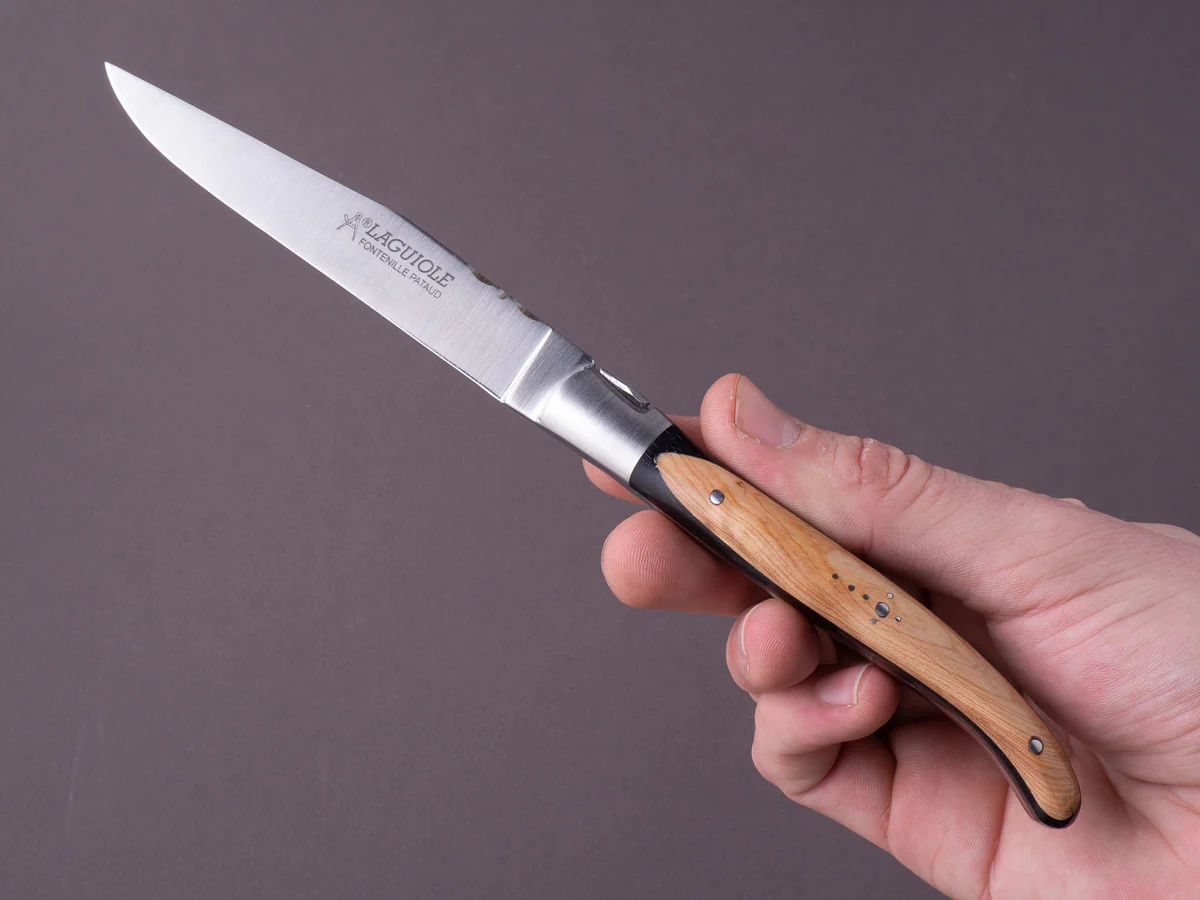 Fontenille Pataud - Steak/Table Knives - Guilloche Laguiole - Wood Marquetry Handles - Set of 6 - Image 6