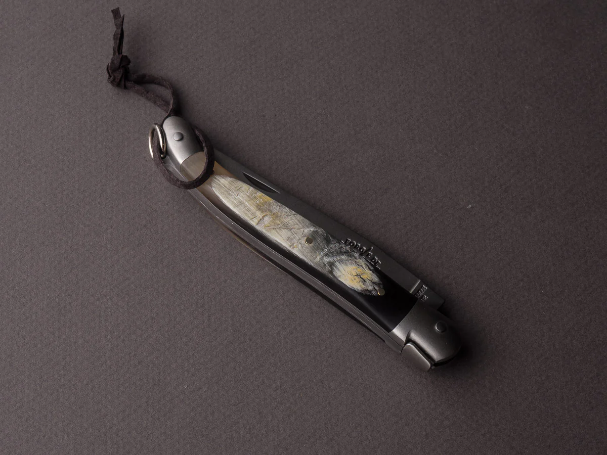 Forge de Laguiole - 11cm Folding Knife - Spring Lock - Raw Aubrac Horn Tip - Image 2