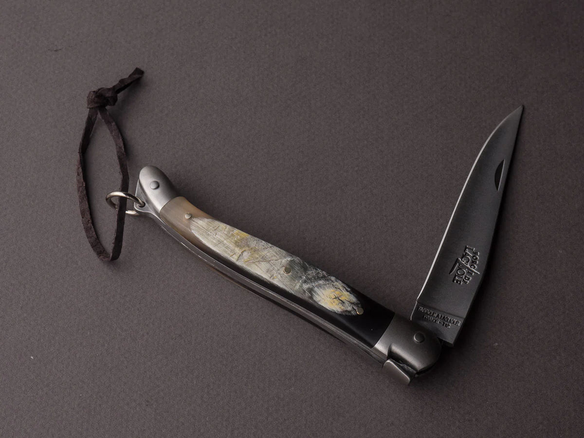 Forge de Laguiole - 11cm Folding Knife - Spring Lock - Raw Aubrac Horn Tip - Image 3