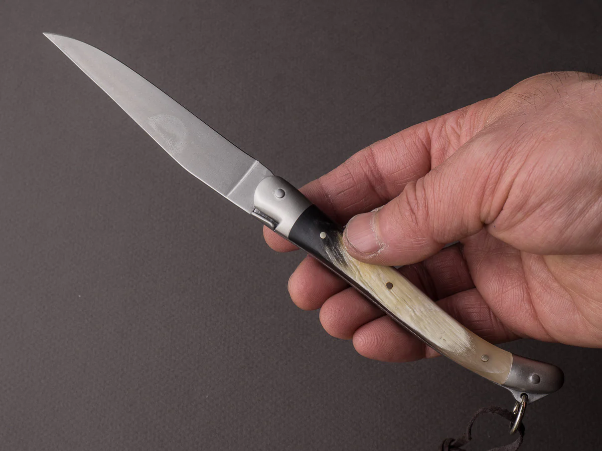 Forge de Laguiole - 11cm Folding Knife - Spring Lock - Raw Aubrac Horn Tip - Image 5