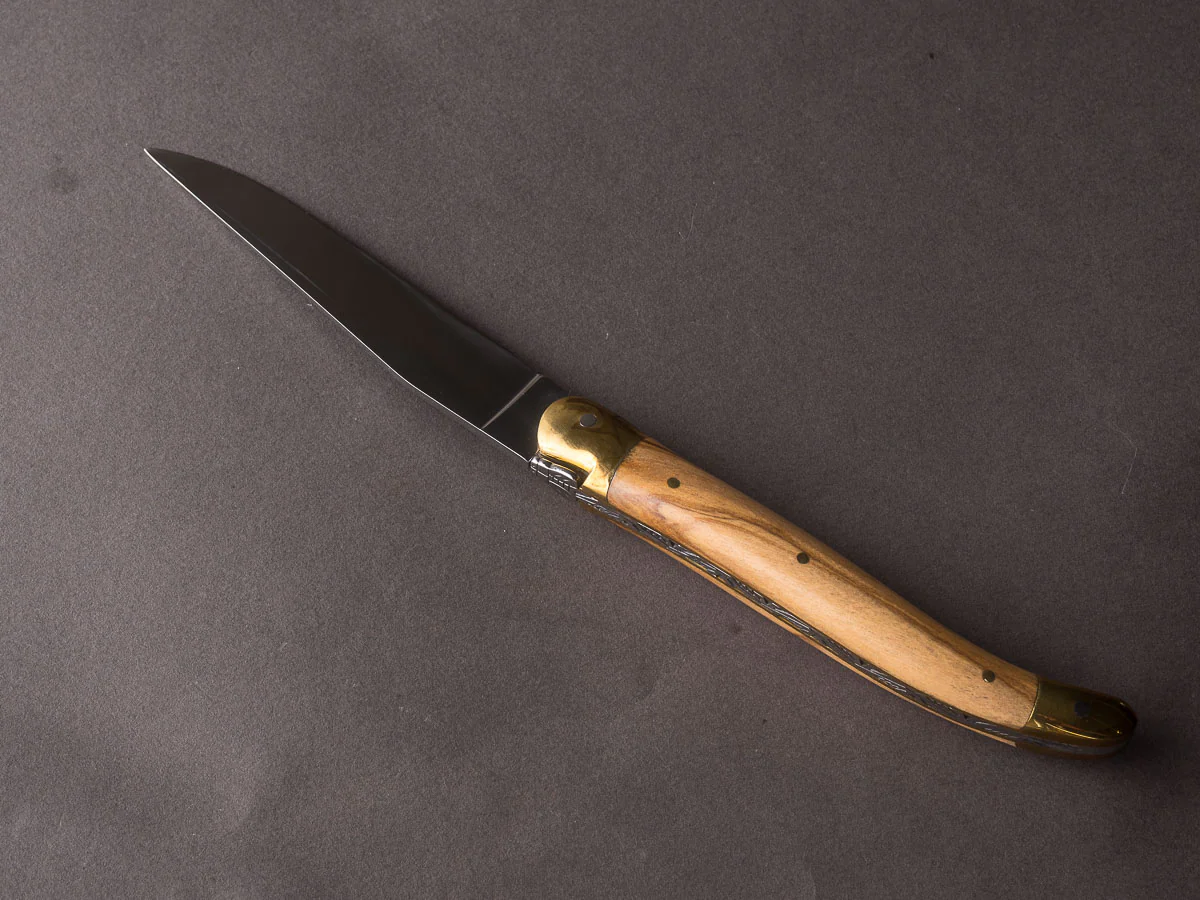 Forge De Laguiole - 11cm Folding Knife - Spring System - Olive Wood Handle and Brass Bolsters - Image 2