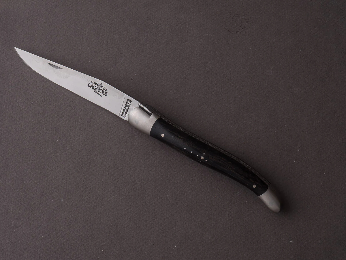 Forge De Laguiole - 12cm Folding Knife - Spring System - Ebony Handle and Satin Finish