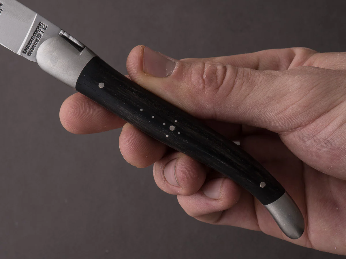 Forge De Laguiole - 12cm Folding Knife - Spring System - Ebony Handle and Satin Finish - Image 3