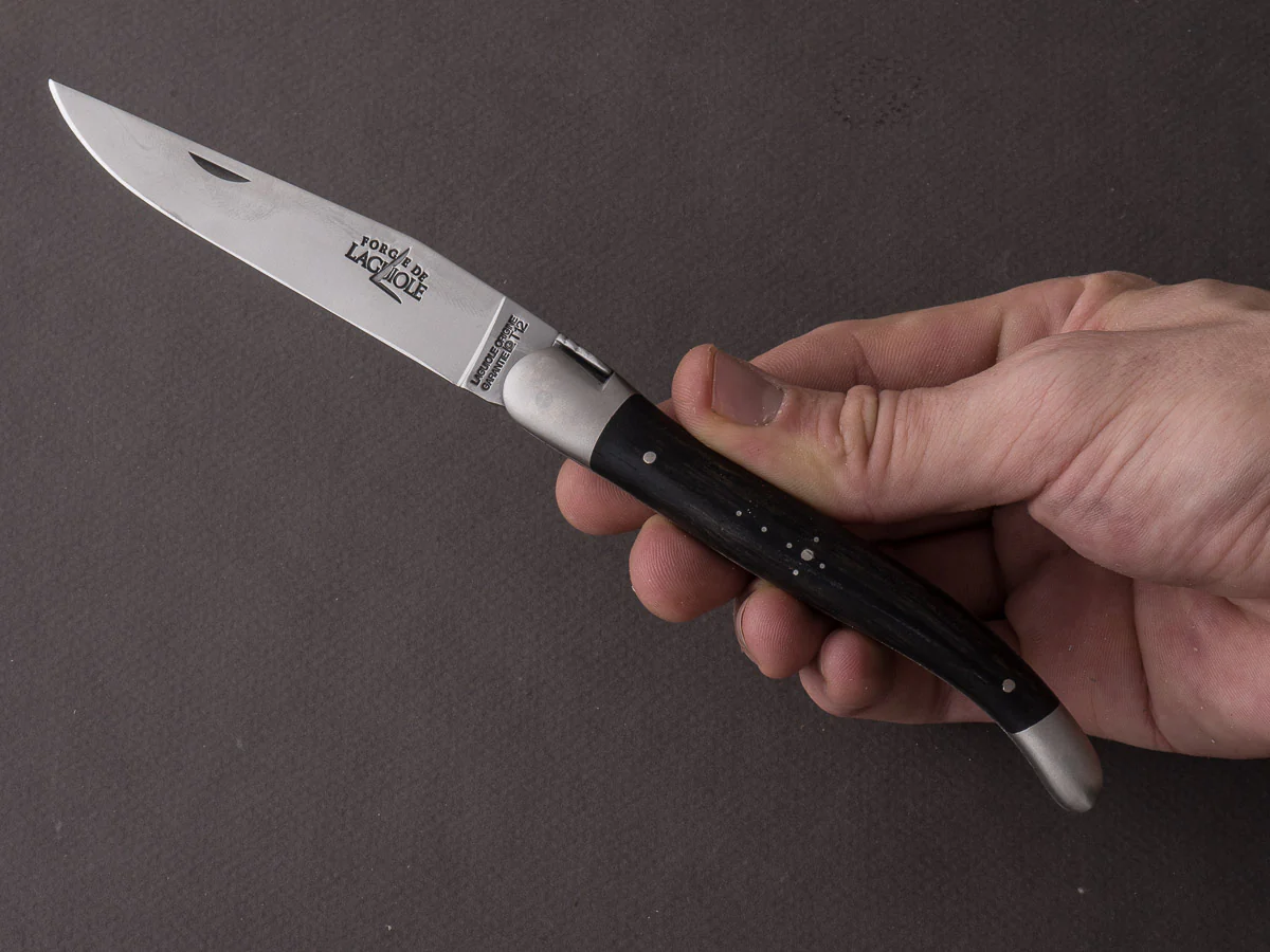 Forge De Laguiole - 12cm Folding Knife - Spring System - Ebony Handle and Satin Finish - Image 4
