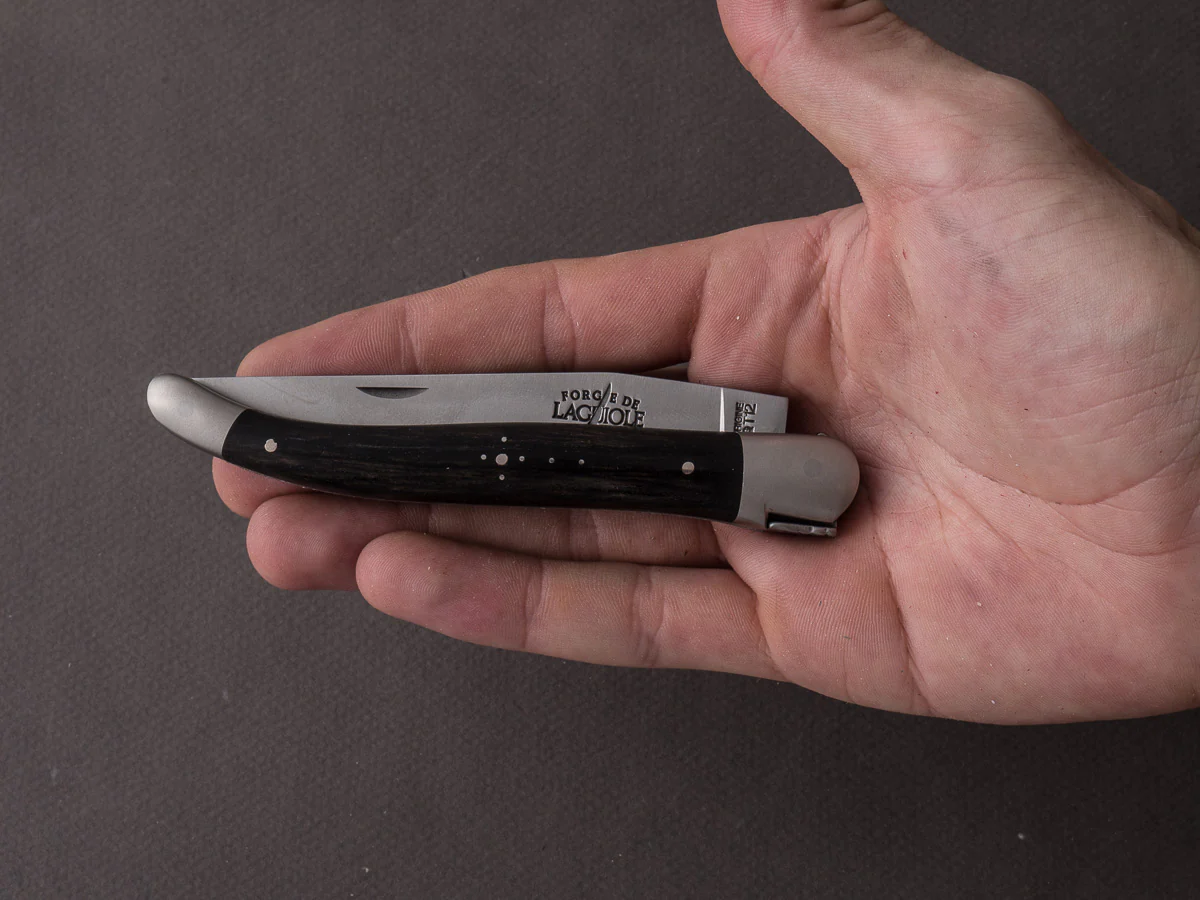 Forge De Laguiole - 12cm Folding Knife - Spring System - Ebony Handle and Satin Finish - Image 7