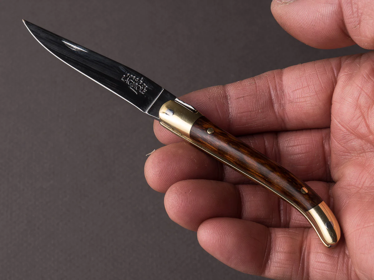 Forge de Laguiole - 70mm Folding Knife - Spring Lock - Snakewood & Brass Handle - Image 3