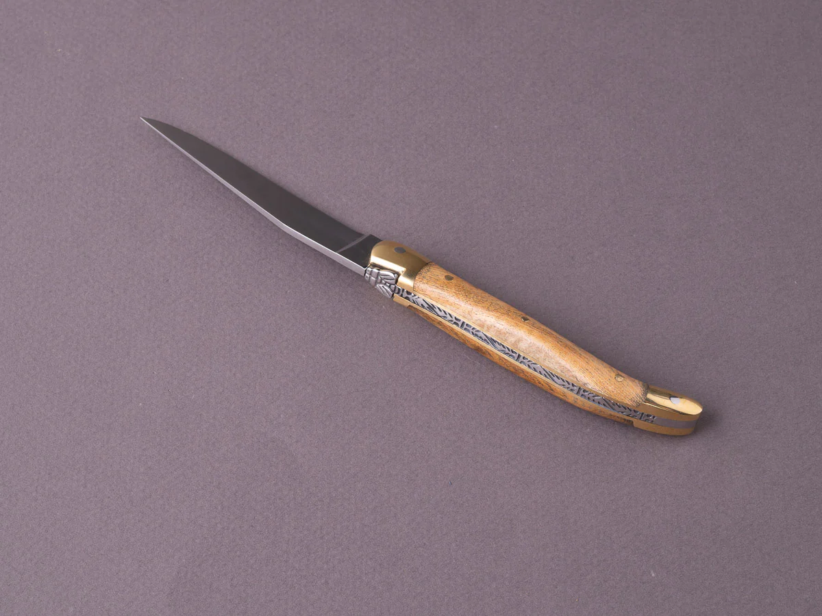 Forge de Laguiole - 90mm Folding Knife - Spring Lock - Pistachio & Brass Handle - Image 3