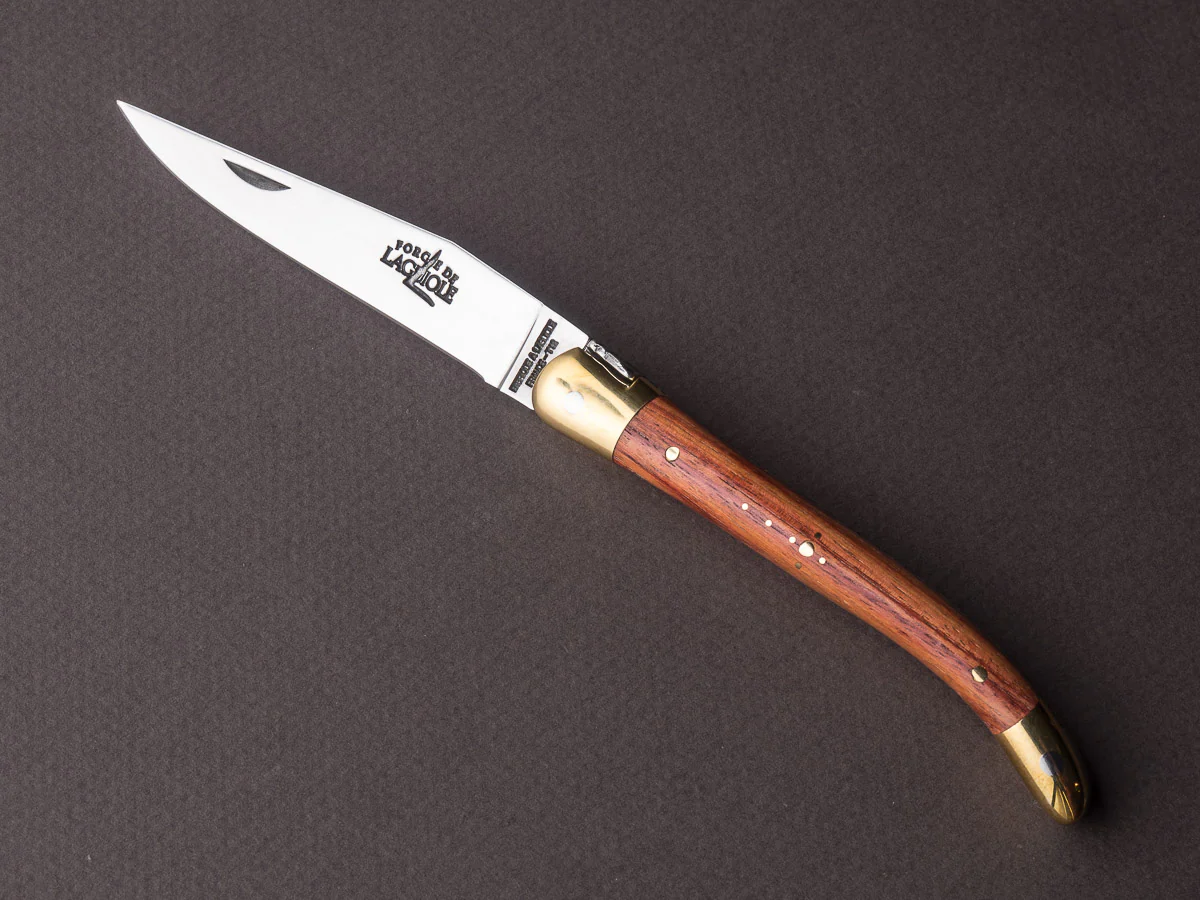 Forge de Laguiole - 90mm Folding Knife - Spring Lock - Rosewood & Brass Handle