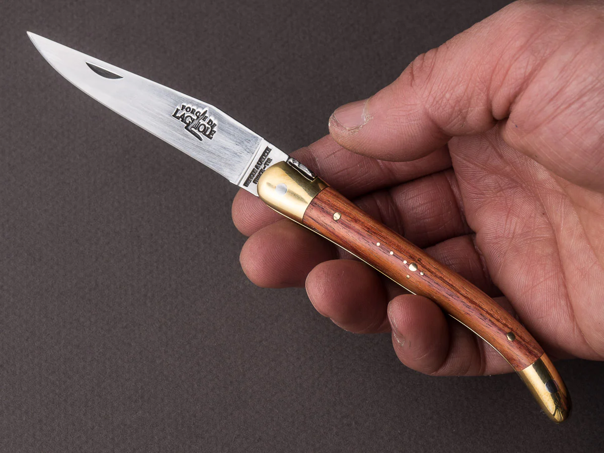 Forge de Laguiole - 90mm Folding Knife - Spring Lock - Rosewood & Brass Handle - Image 4