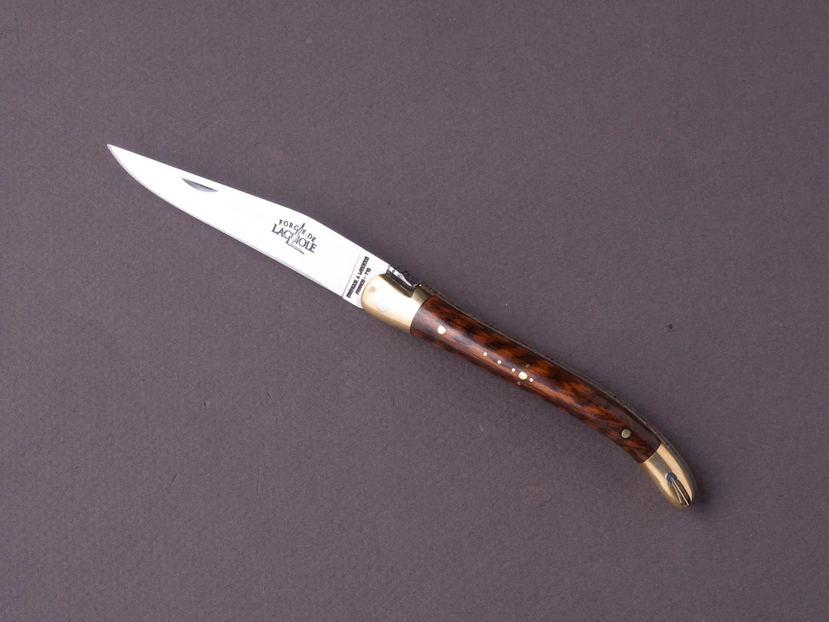 Forge de Laguiole - 90mm Folding Knife - Spring Lock - Snakewood & Brass Handle