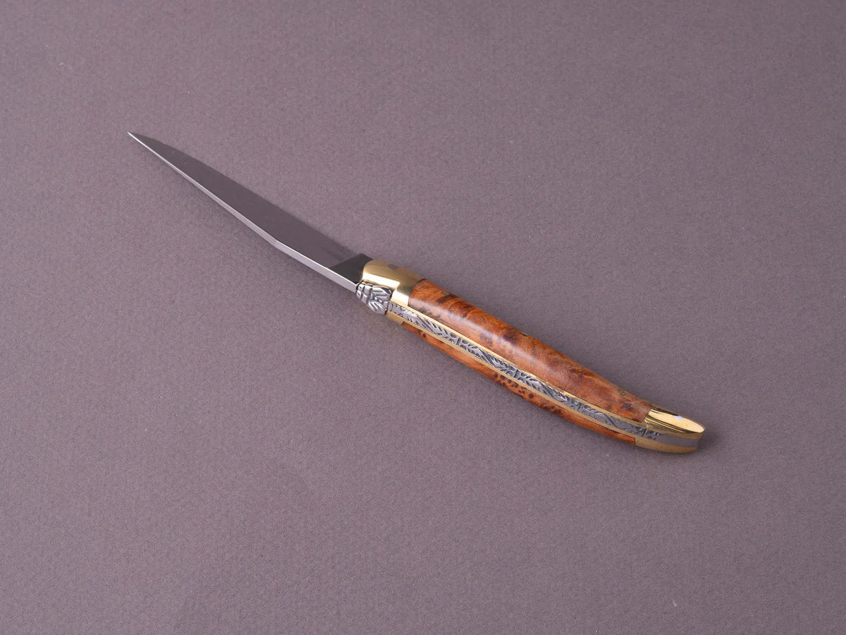 Forge de Laguiole - Folding Knife - Slip Joint - 90mm - Thuya & Brass Handle - Image 3