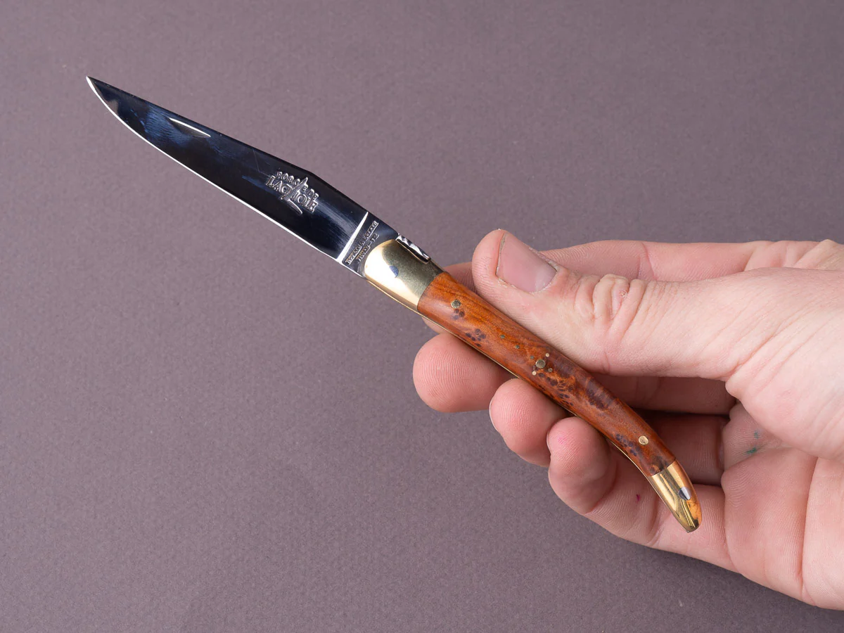 Forge de Laguiole - Folding Knife - Slip Joint - 90mm - Thuya & Brass Handle - Image 4