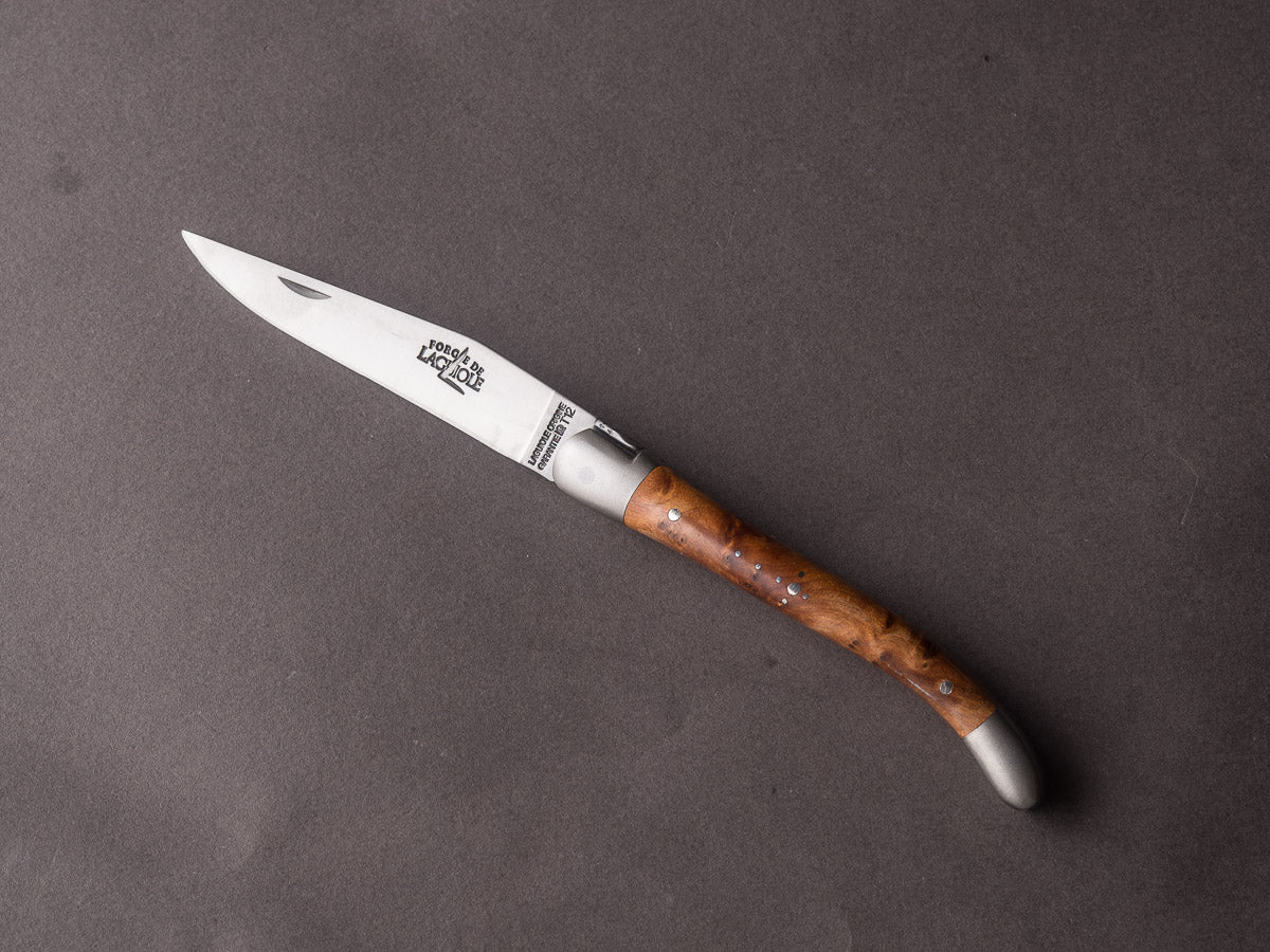 Forge De Laguiole - 90mm Folding Knife - Spring System - Thuya Handle and Satin Finish