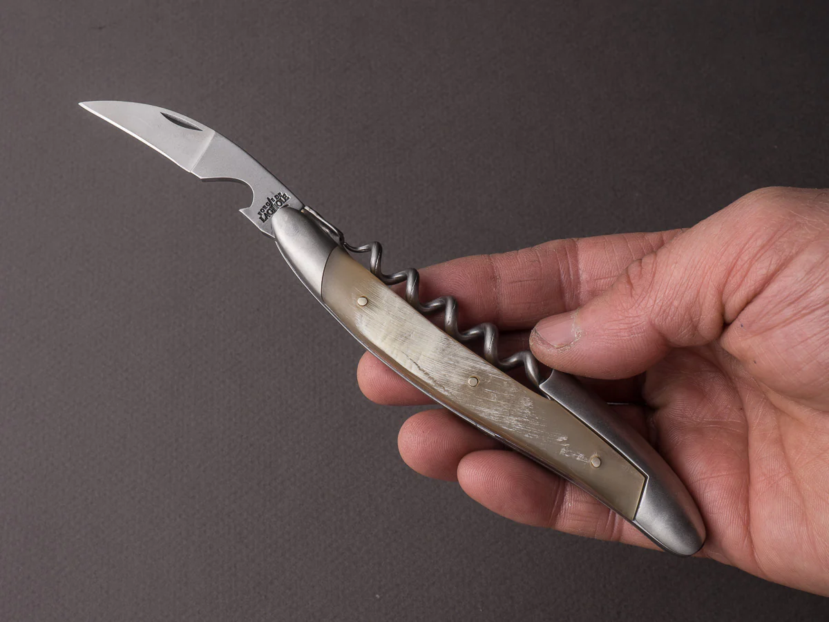 Forge de Laguiole - Sommelier / Wine Key - Satin Stainless - Raw Aubrac Horn Tip - Image 4