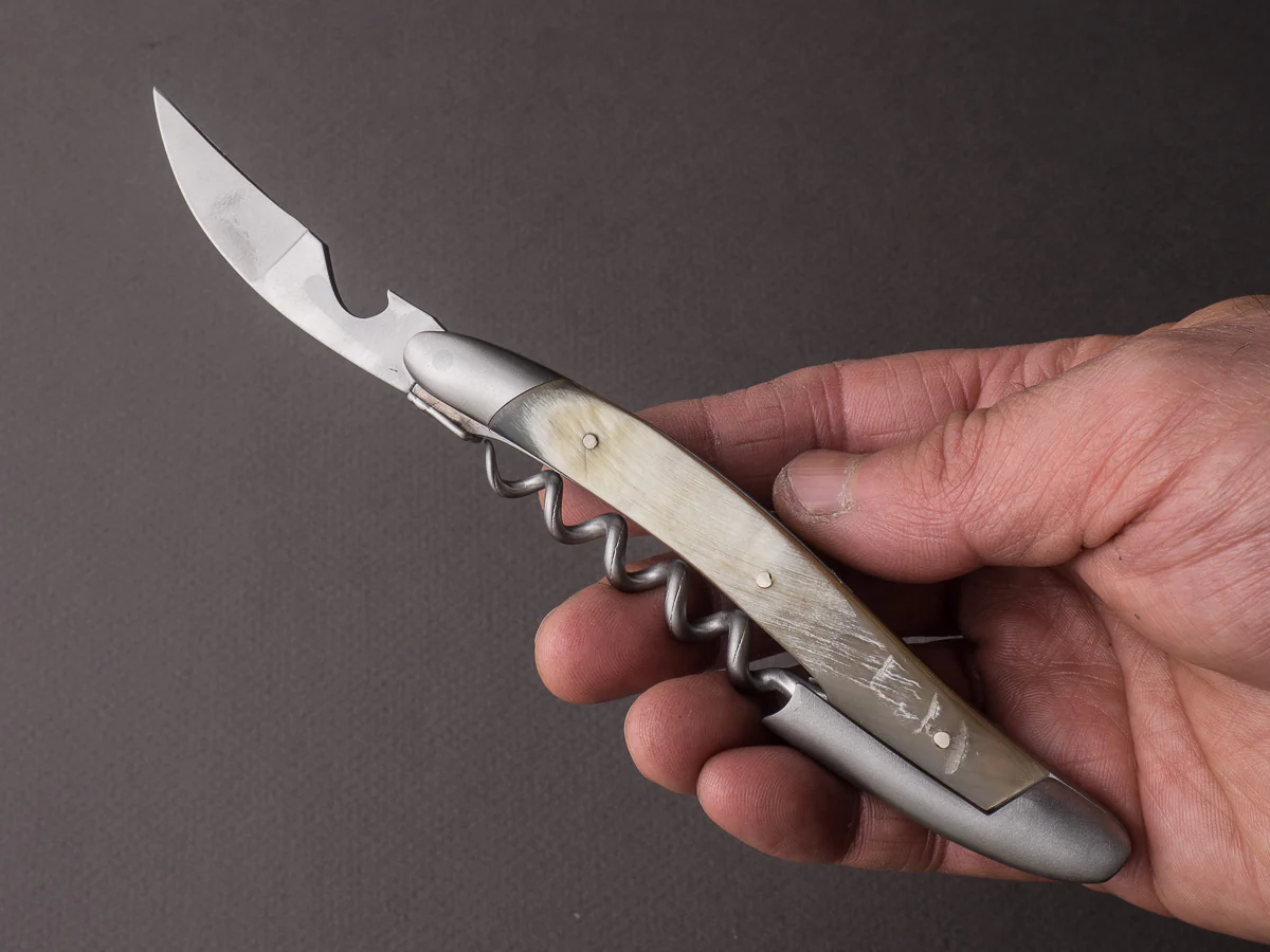 Forge de Laguiole - Sommelier / Wine Key - Satin Stainless - Raw Aubrac Horn Tip - Image 5