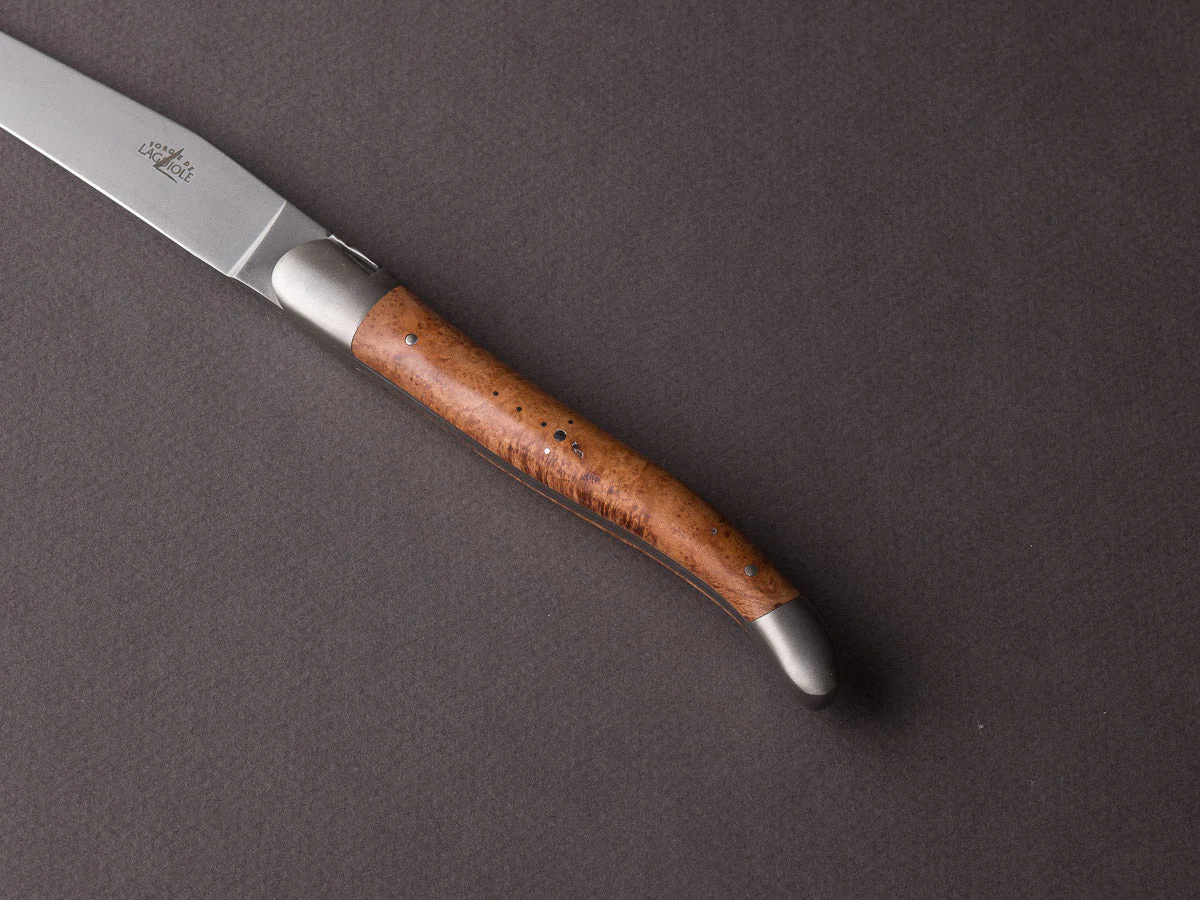 Forge de Laguiole - Table Knives - Satin Bolsters - Briar Wood Handle - Set of 4 - Image 6