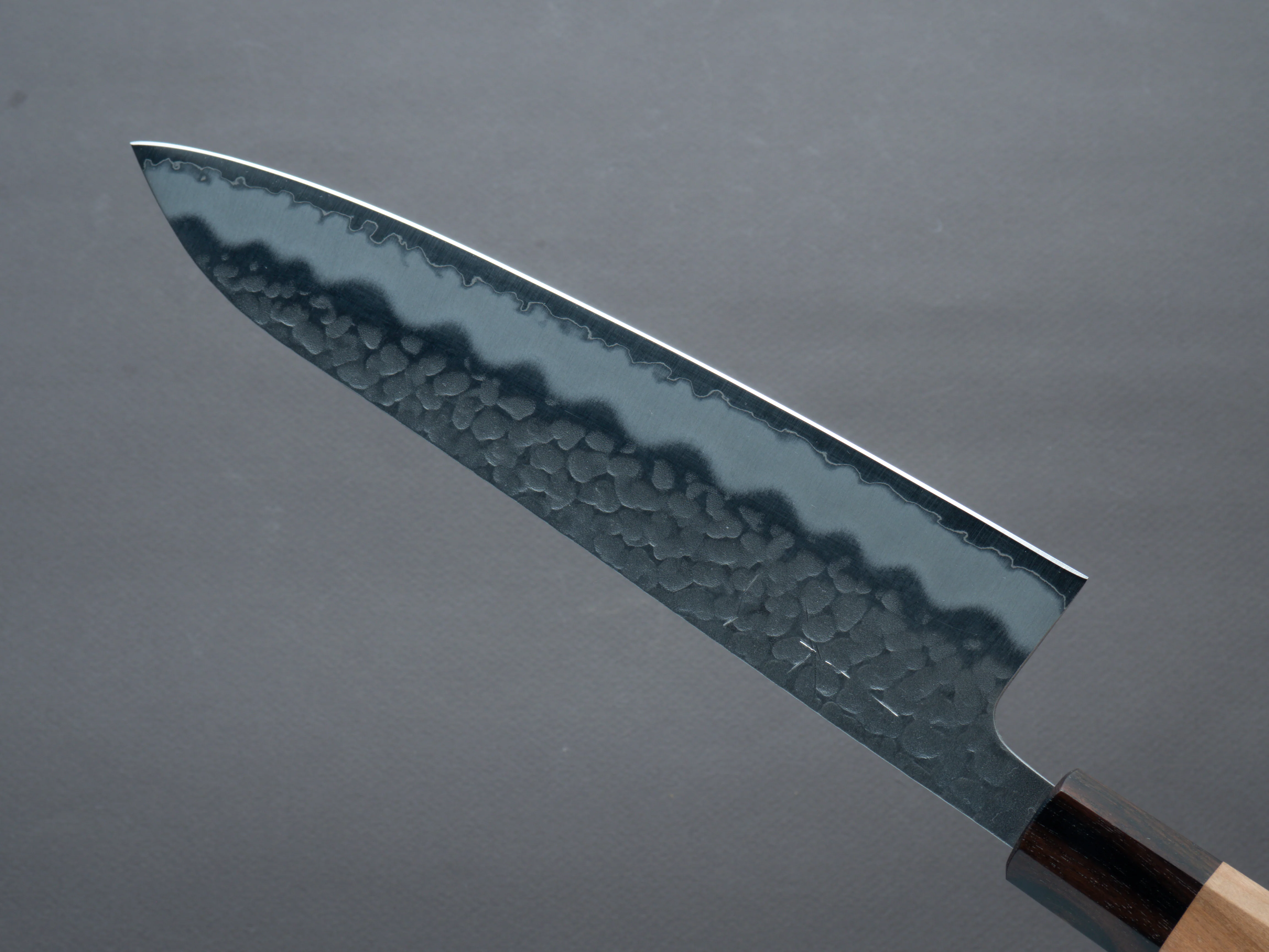 Hitohira - Futana - Blue Super - Migaki Tsuchime - 210mm Gyuto - Cherry Handle - Image 4