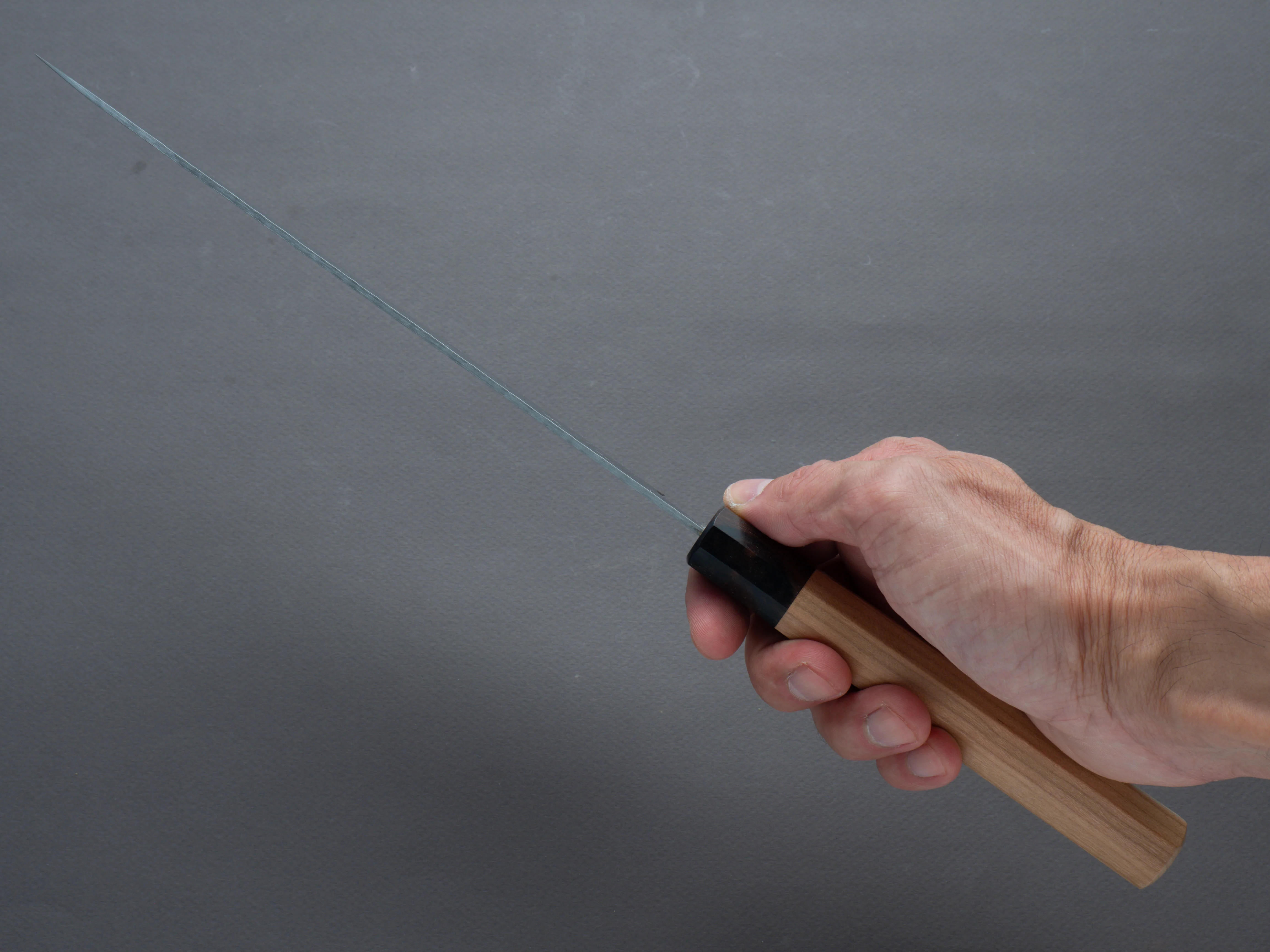 Hitohira - Futana - Blue Super - Migaki Tsuchime - 210mm Gyuto - Cherry Handle - Image 8