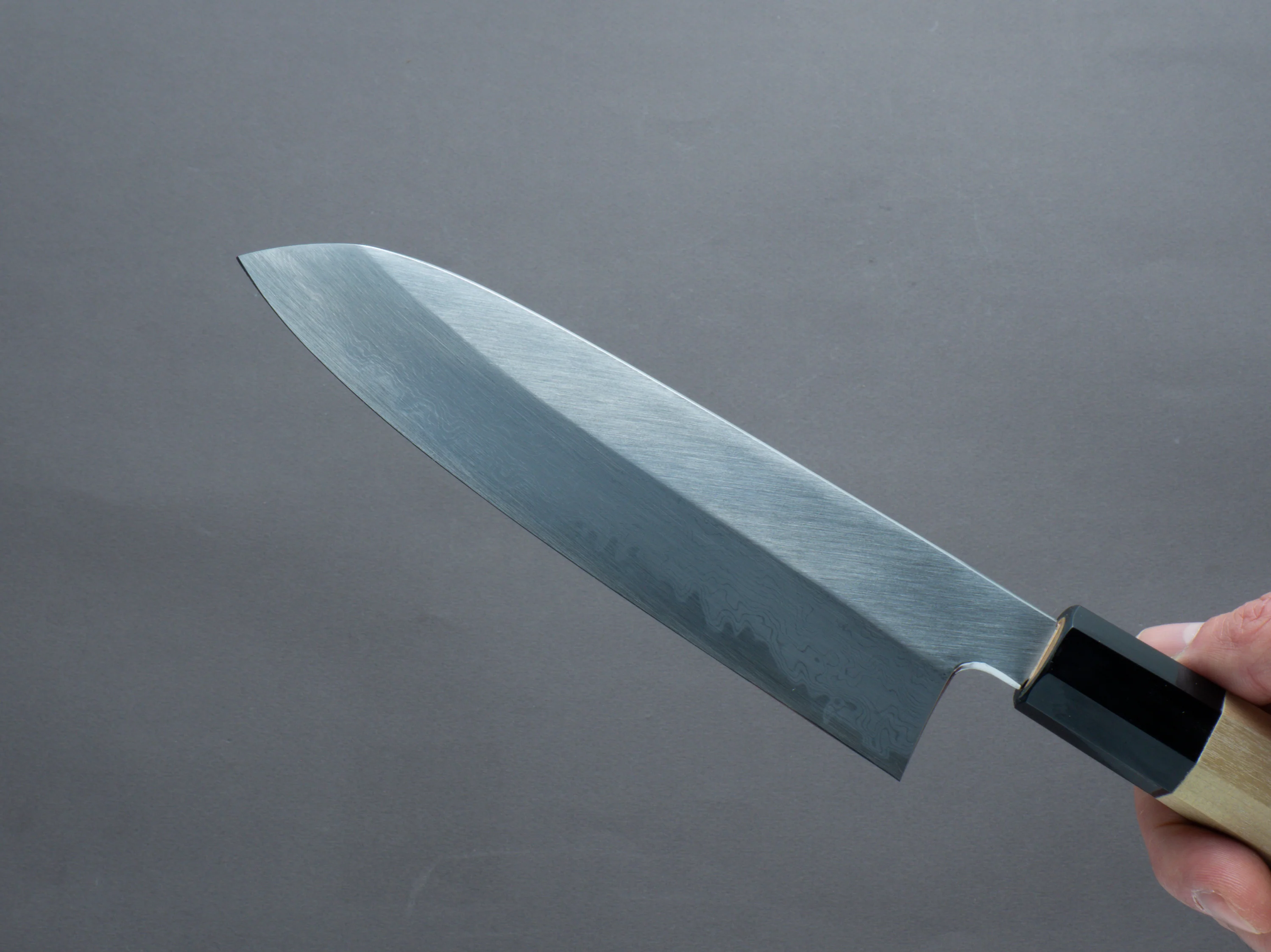 Hitohira - Gorobei x Ren - White #2 - Damascus - 180mm - Santoku - Magnolia Handle - Image 3