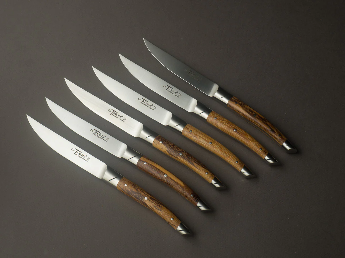 Goyon Chazeau - Avantage Thiers - Steak/Table Knives - Marblewood Handle - Matte Finish - Set of 6