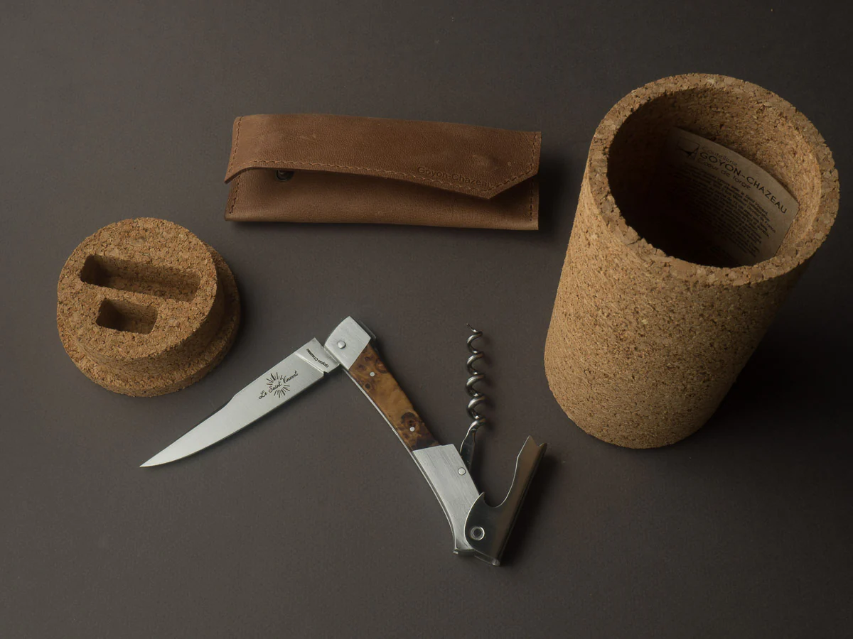 Goyon-Chazeau - St Vincent - Sommelier/Wine Key - Poplar Burl Wood Handle - Cork Box - Image 8