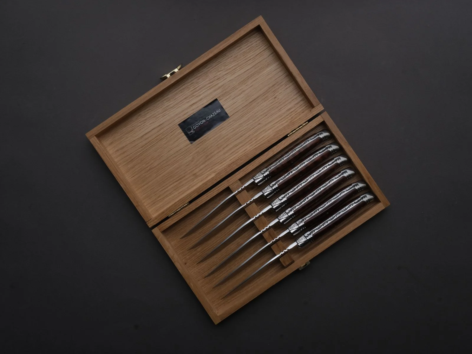 Goyon Chazeau - Steak/Table Knives - Laguiole Prestige - Snakewood Handles - Set of 6
