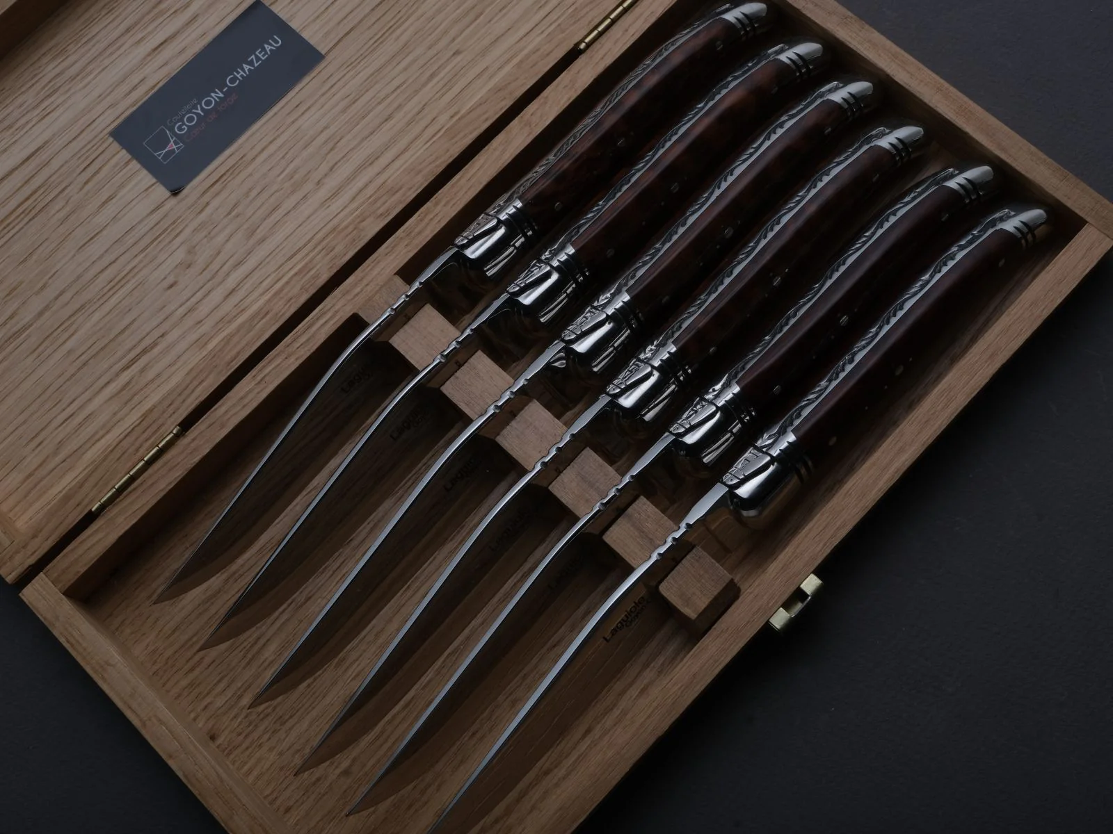 Goyon Chazeau - Steak/Table Knives - Laguiole Prestige - Snakewood Handles - Set of 6 - Image 2