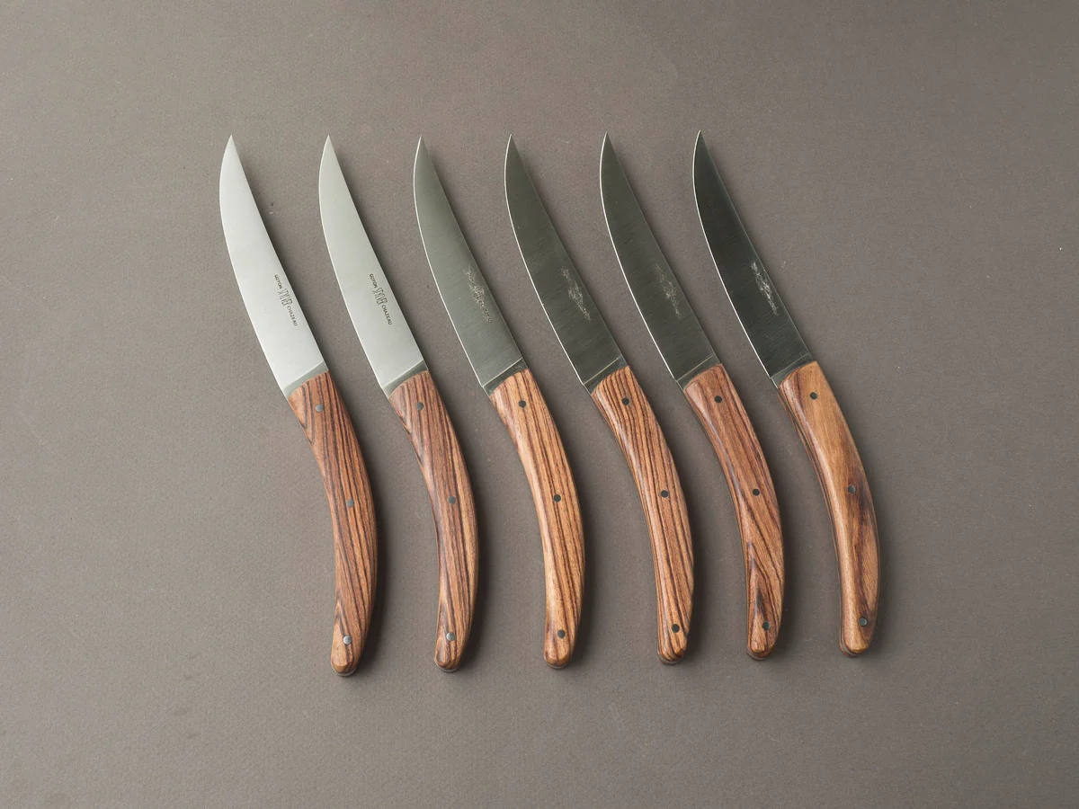 Goyon Chazeau - Styl'ver Brasserie - Steak/Table Knives - Kingwood Handles - Set of 6