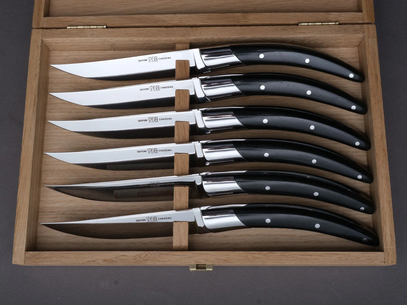 Goyon-Chazeau - Steak/Table Knives - Styl'ver - Ebony Handle - Set of 6 - Image 5