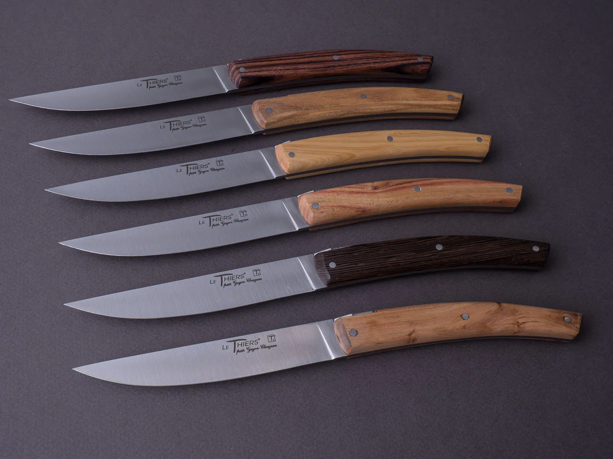 Goyon-Chazeau - Le Thiers Pirou "Brasserie" - Steak/Table Knives - Mixed Woods - Set of 6