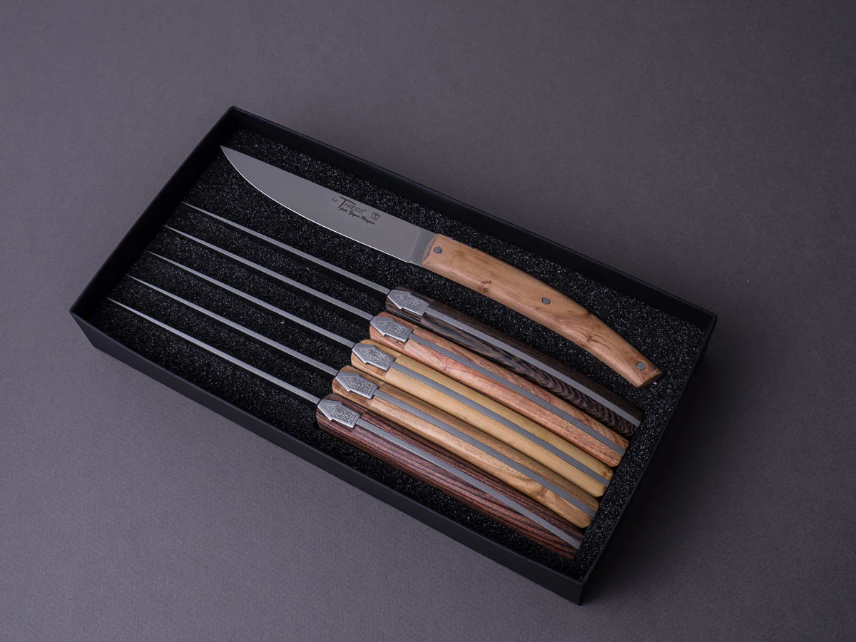 Goyon-Chazeau - Le Thiers Pirou "Brasserie" - Steak/Table Knives - Mixed Woods - Set of 6 - Image 2